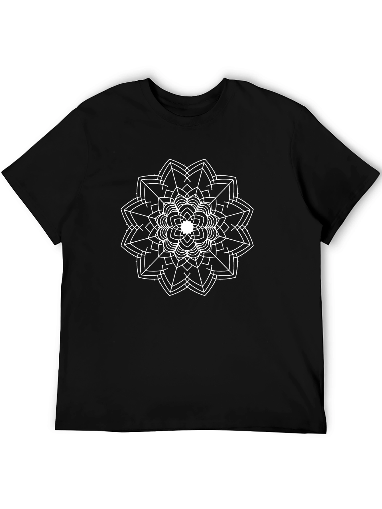Geometric Mandala Graphic Tee - Black