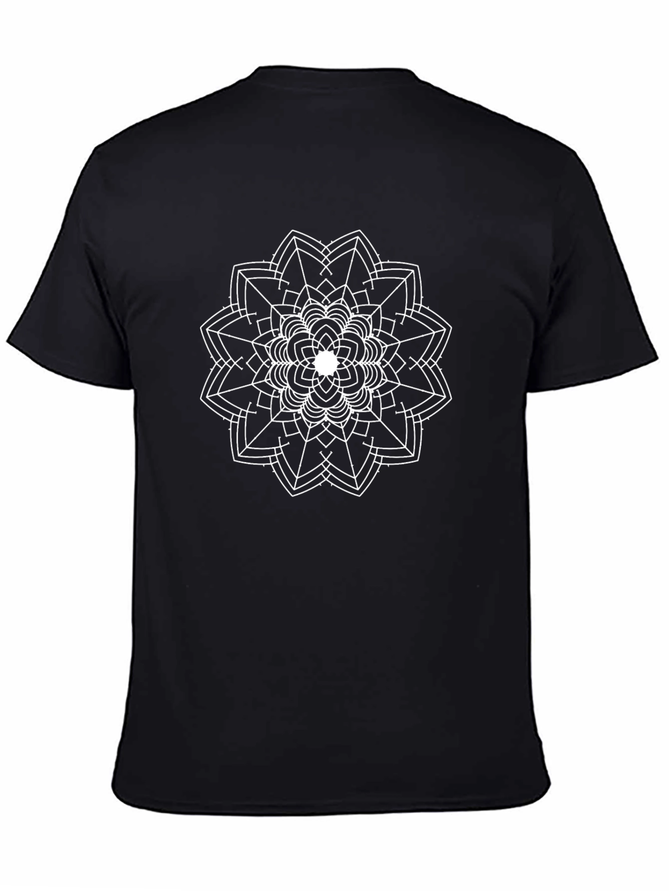 Geometric Mandala Graphic Tee - Black