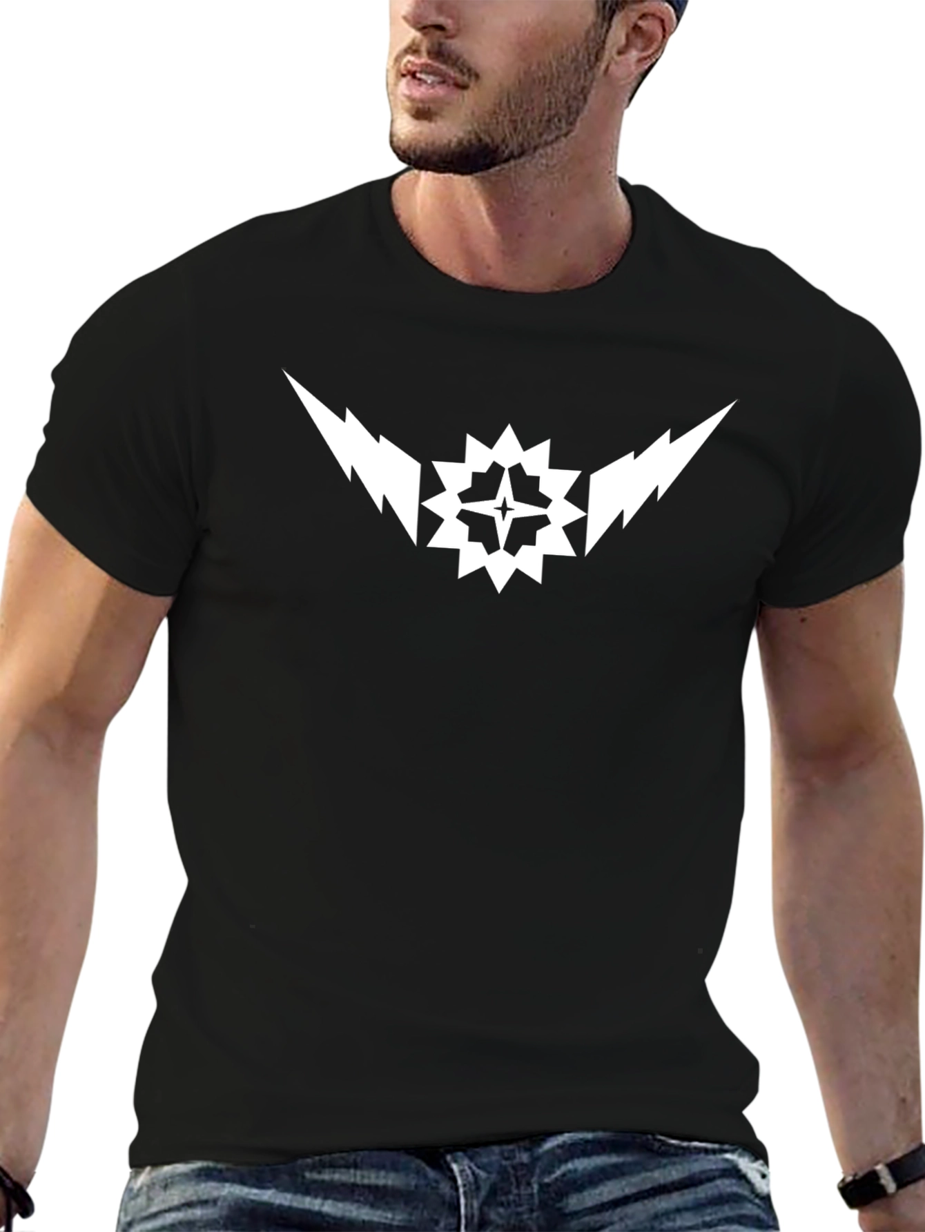 Graphic Tee - Lightning Starburst Design Black