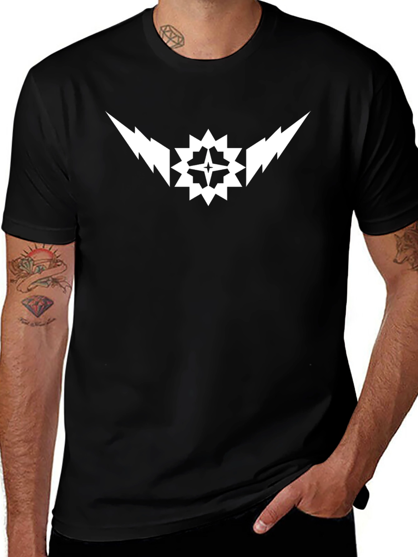 Graphic Tee - Lightning Starburst Design Black