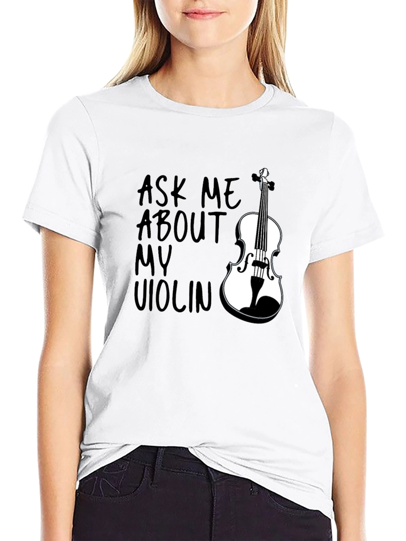 Ask Me About My Violin Graphic Tee - Black