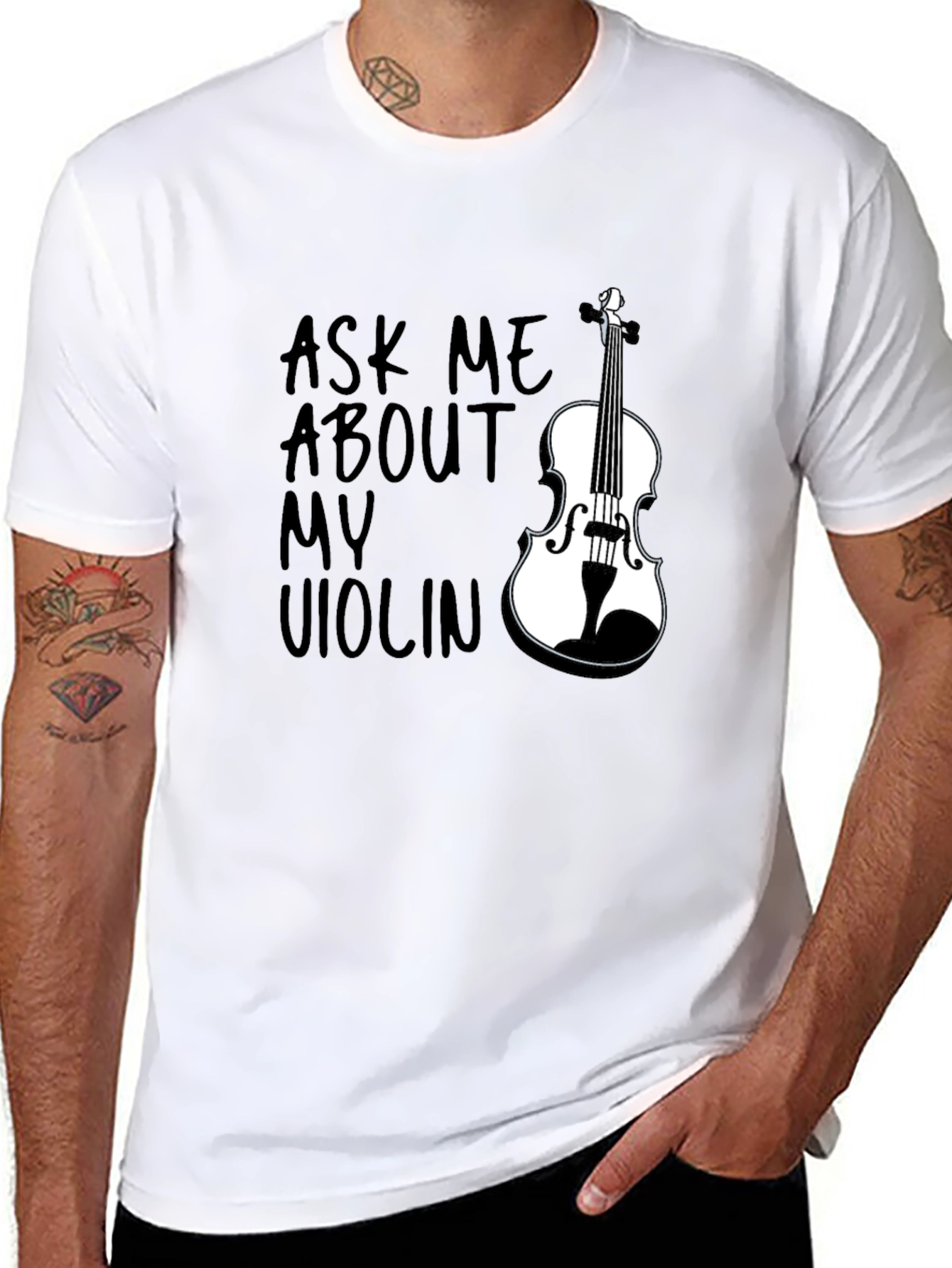 Ask Me About My Violin Graphic Tee - Black