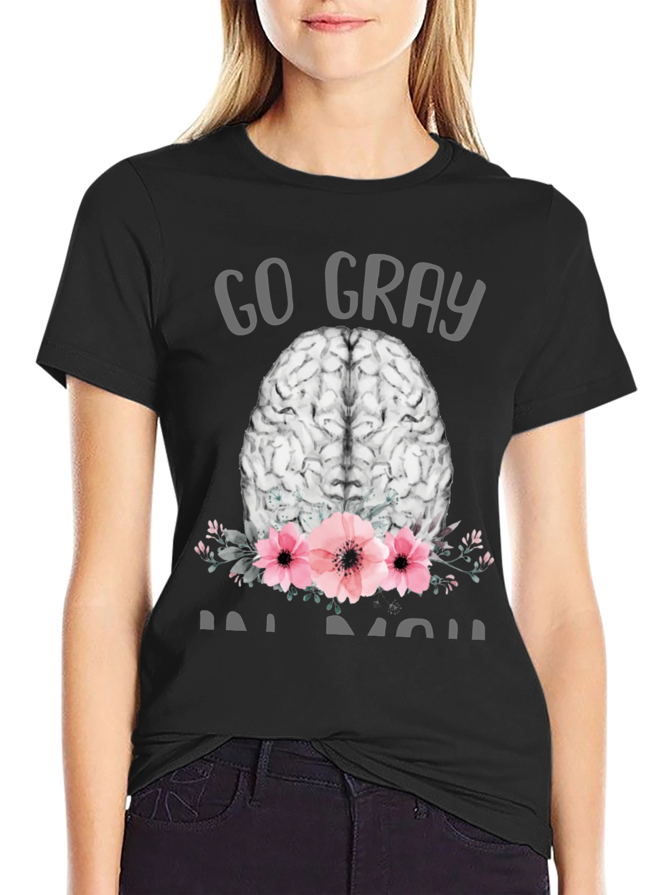 Go Gray Brain Tee - Floral Neuroscience T-Shirt