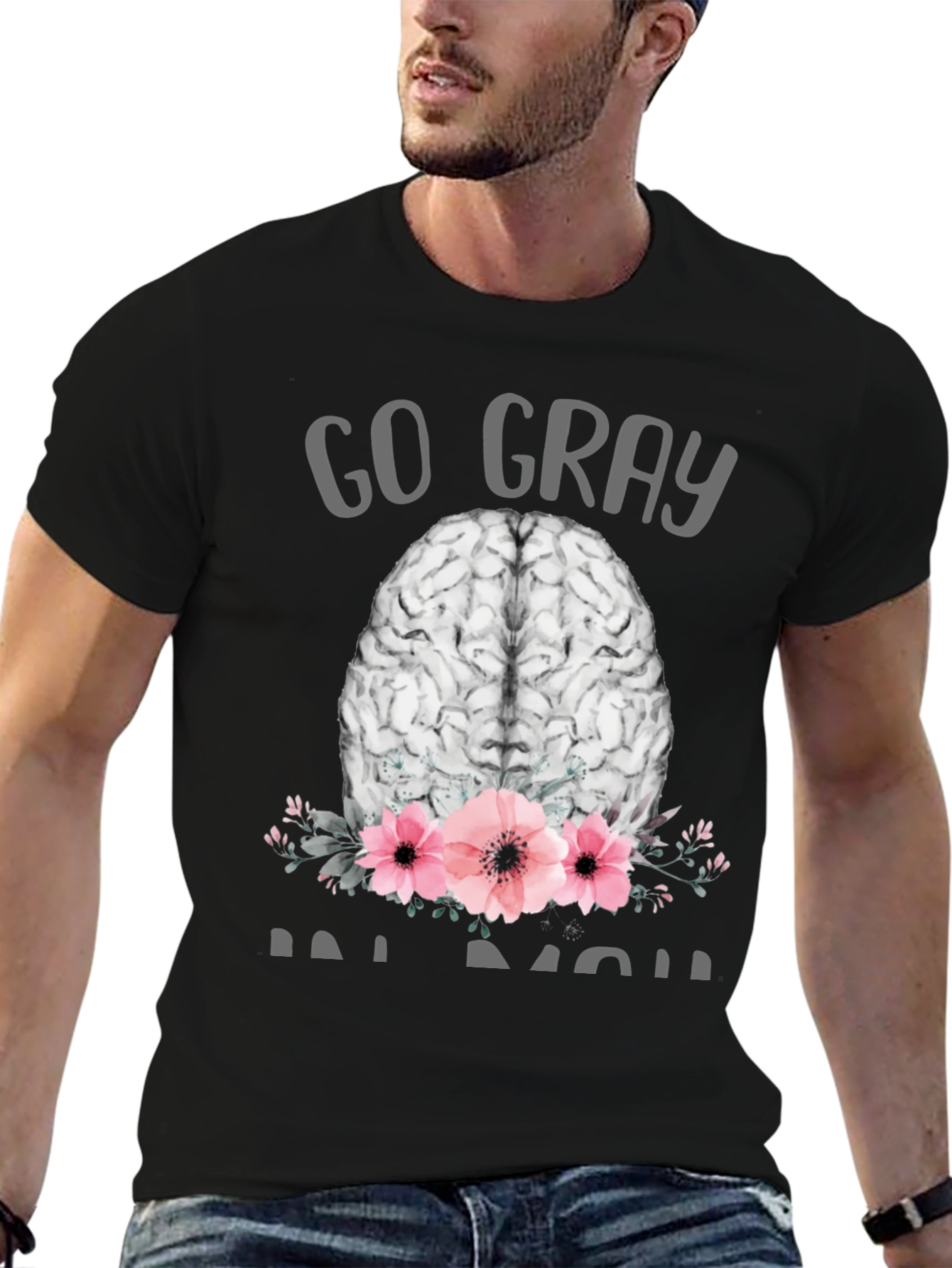 Go Gray Brain Tee - Floral Neuroscience T-Shirt