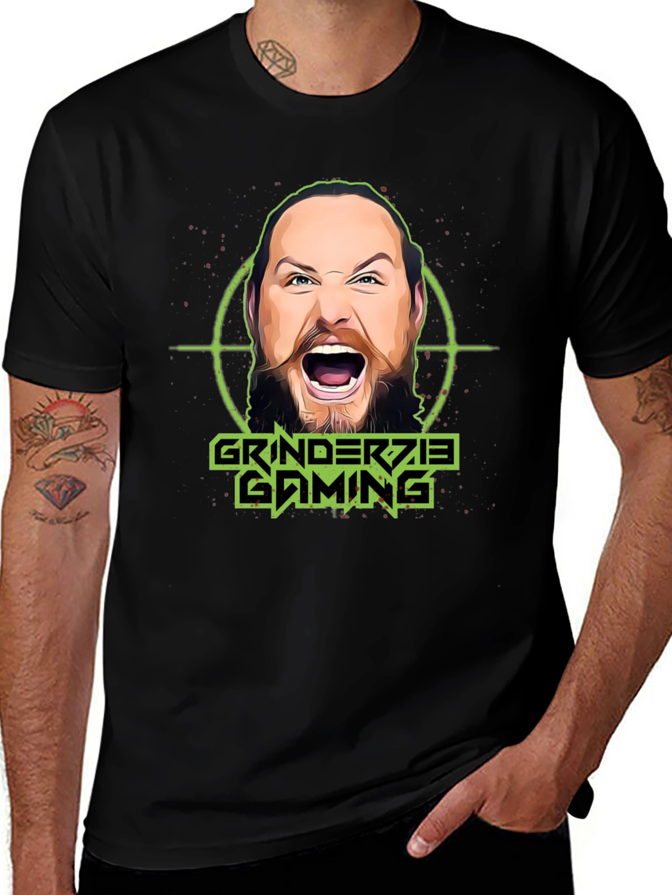 Grinderzie Gaming T-Shirt - Black Cotton Graphic Tee