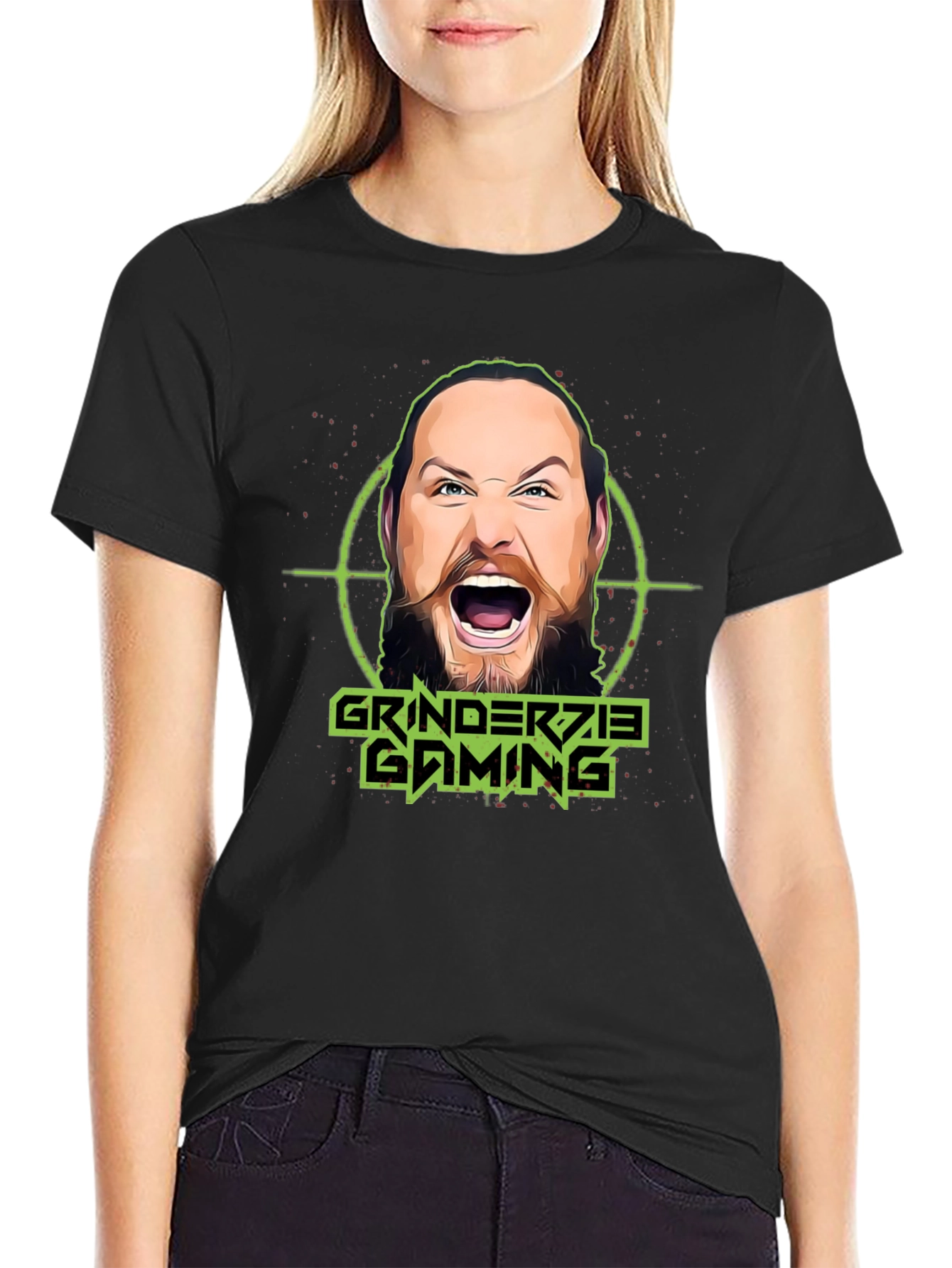 Grinderzie Gaming T-Shirt - Black Cotton Graphic Tee