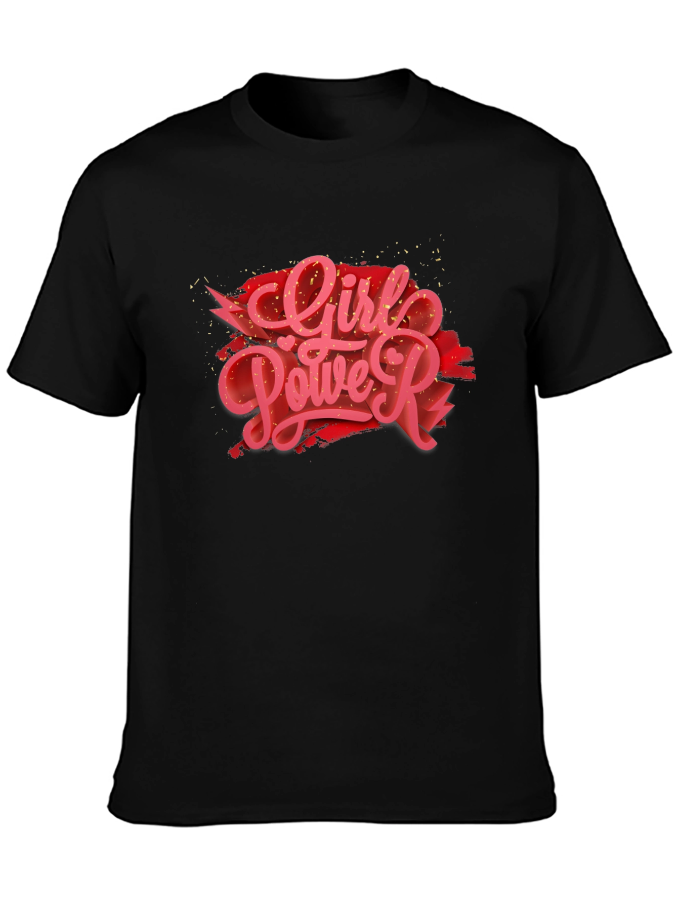 Girl Power Graphic Print Black T-Shirt
