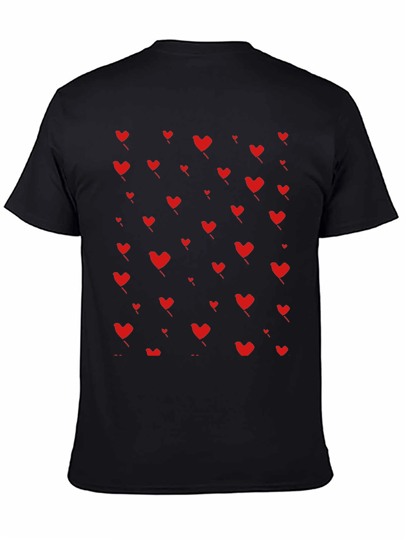 Heart Pattern T-Shirt - Black