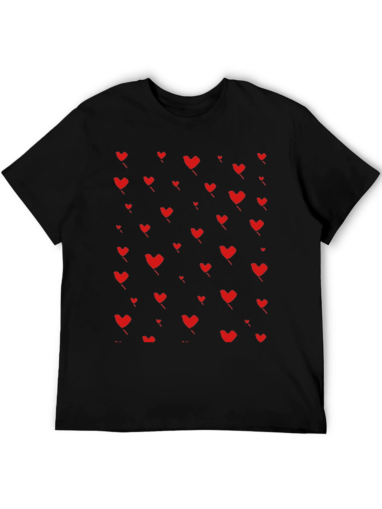 Heart Pattern T-Shirt - Black