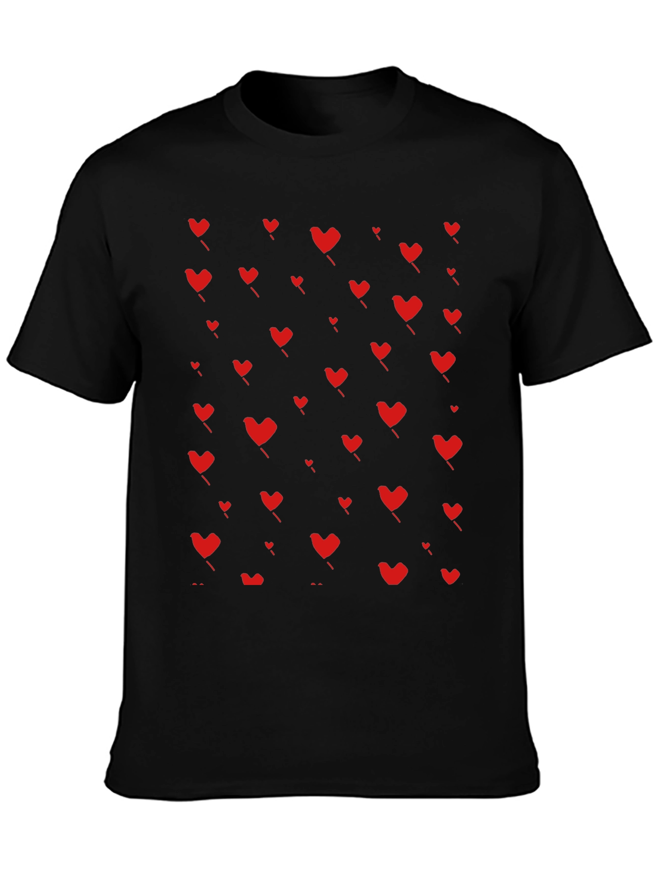 Heart Pattern T-Shirt - Black