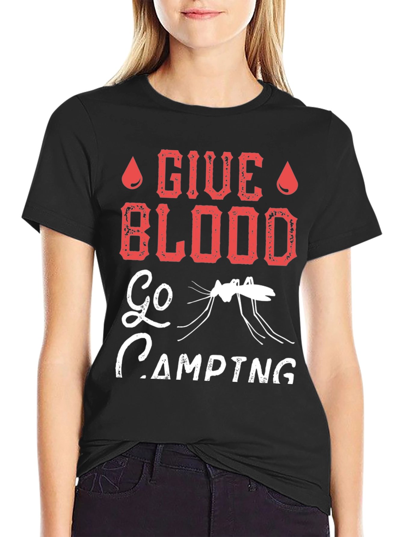 Give Blood Go Camping Graphic T-Shirt