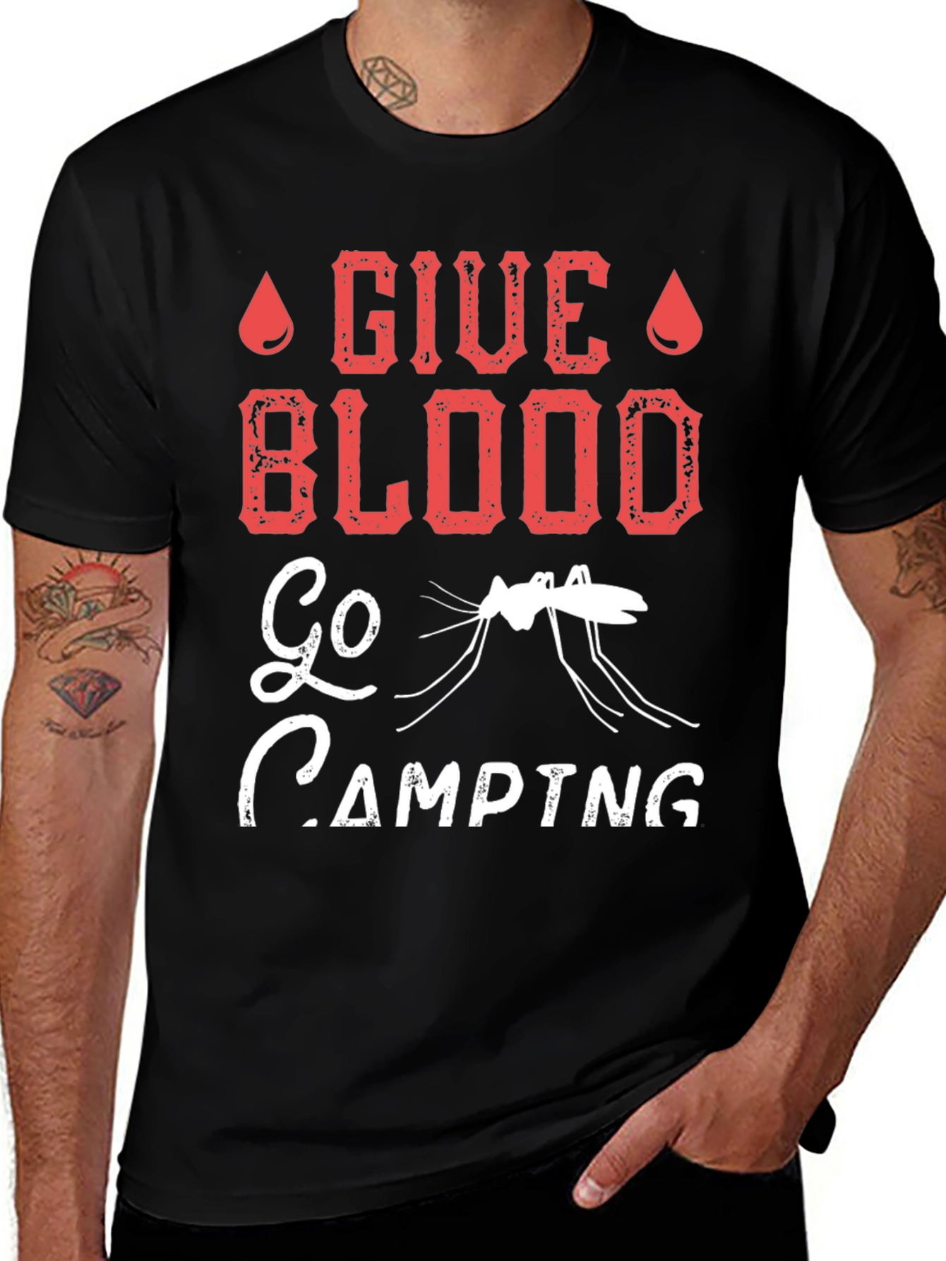 Give Blood Go Camping Graphic T-Shirt