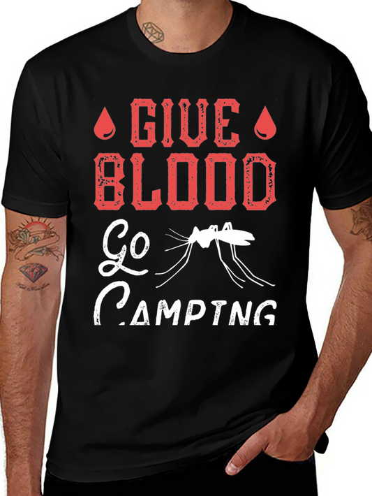 Give Blood Go Camping Graphic T-Shirt