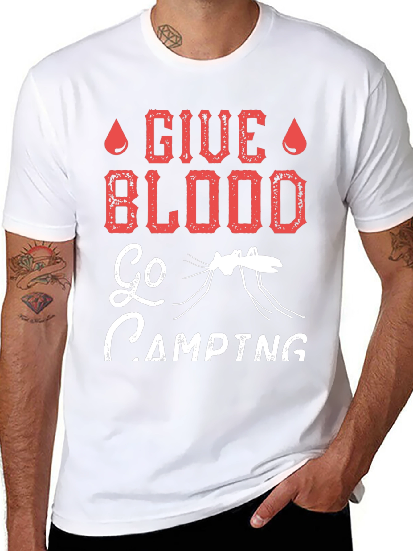 Give Blood Go Camping Graphic T-Shirt