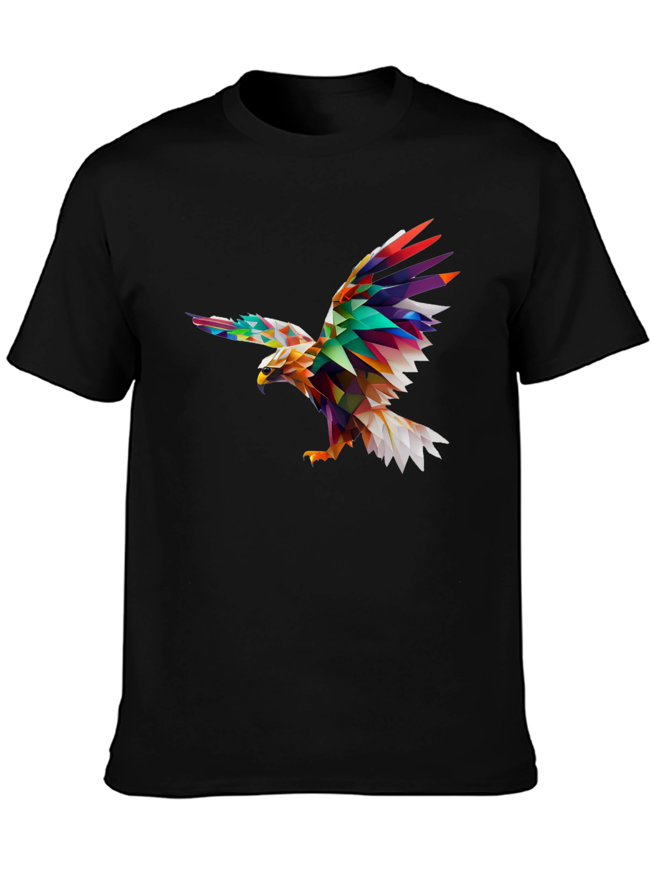 Geometric Eagle Print Black T-Shirt