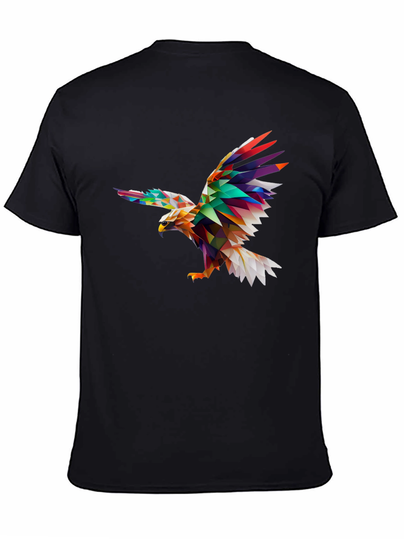 Geometric Eagle Print Black T-Shirt