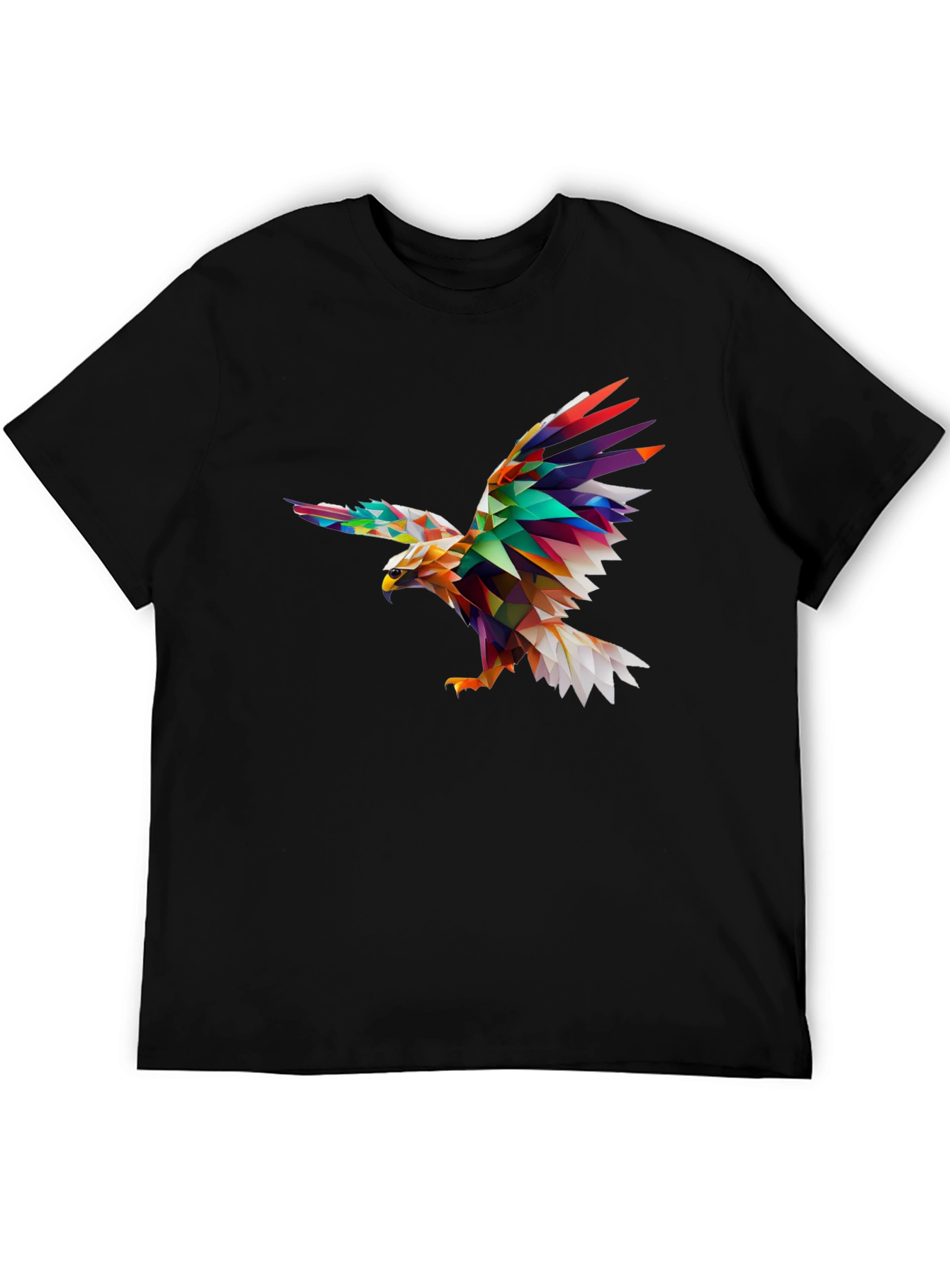 Geometric Eagle Print Black T-Shirt