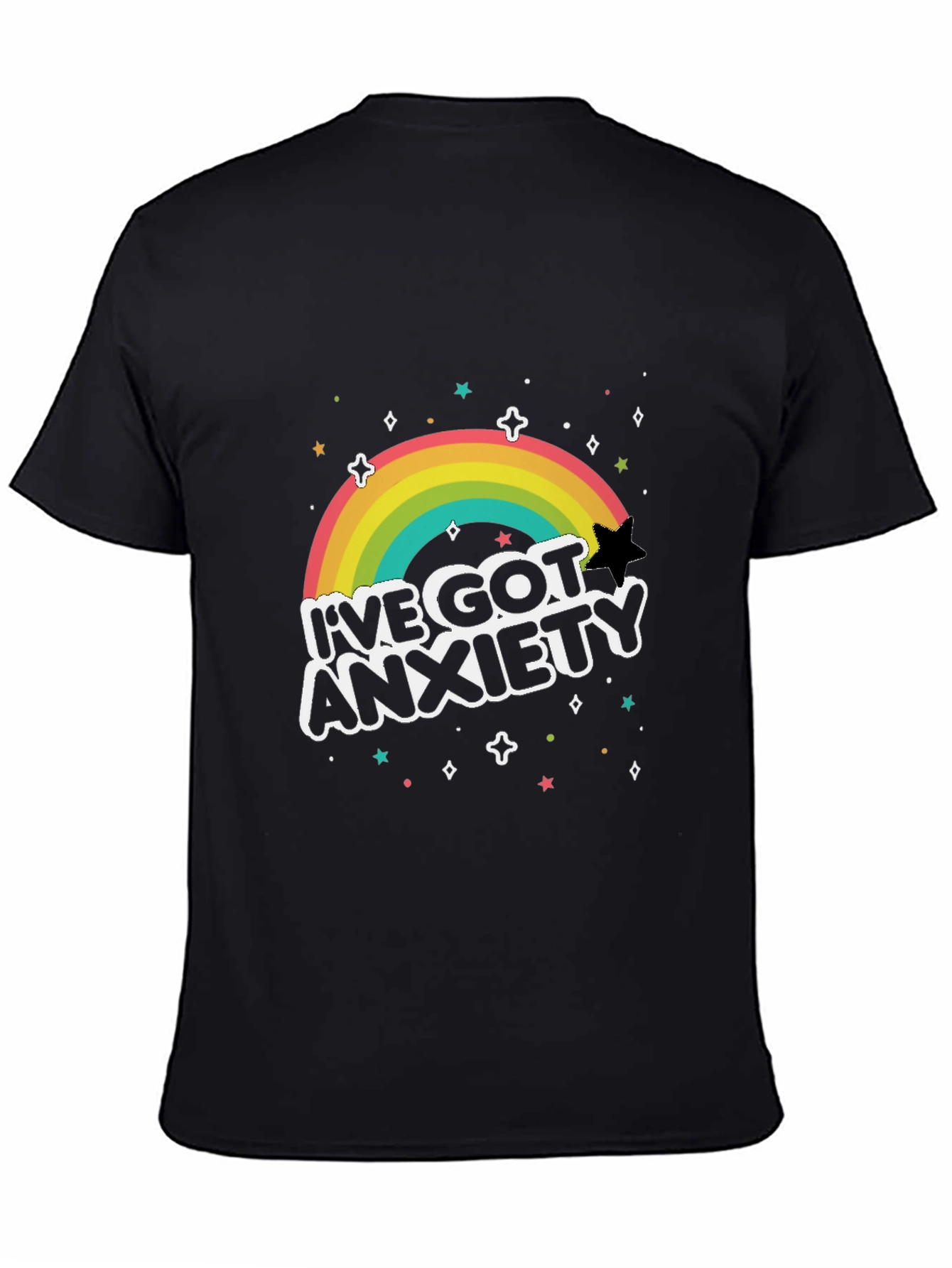Anxiety Rainbow Graphic Tee - Black T-Shirt