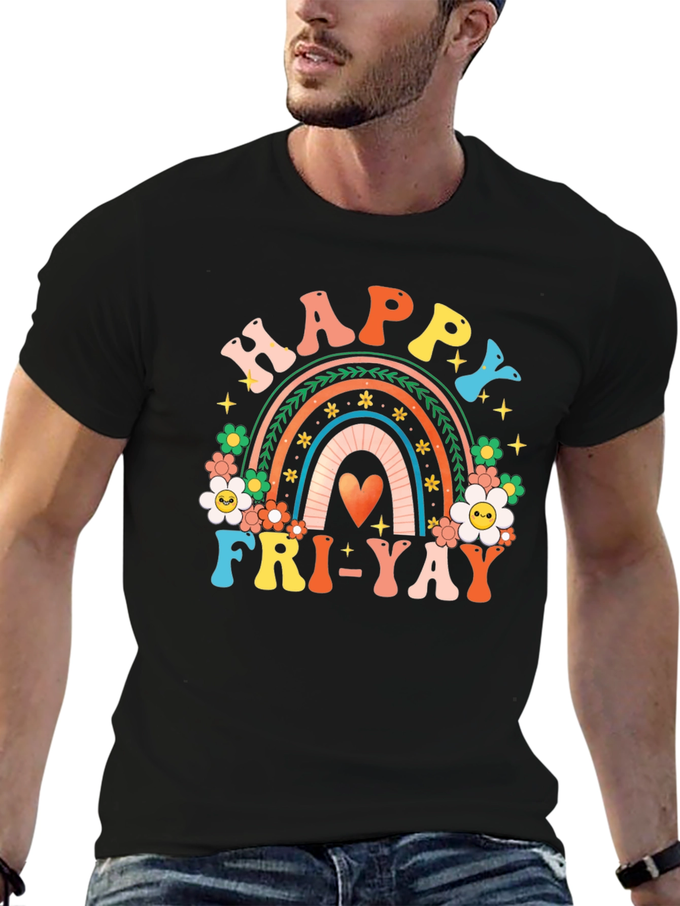 Happy Fri-Yay T-Shirt - Rainbow Graphic
