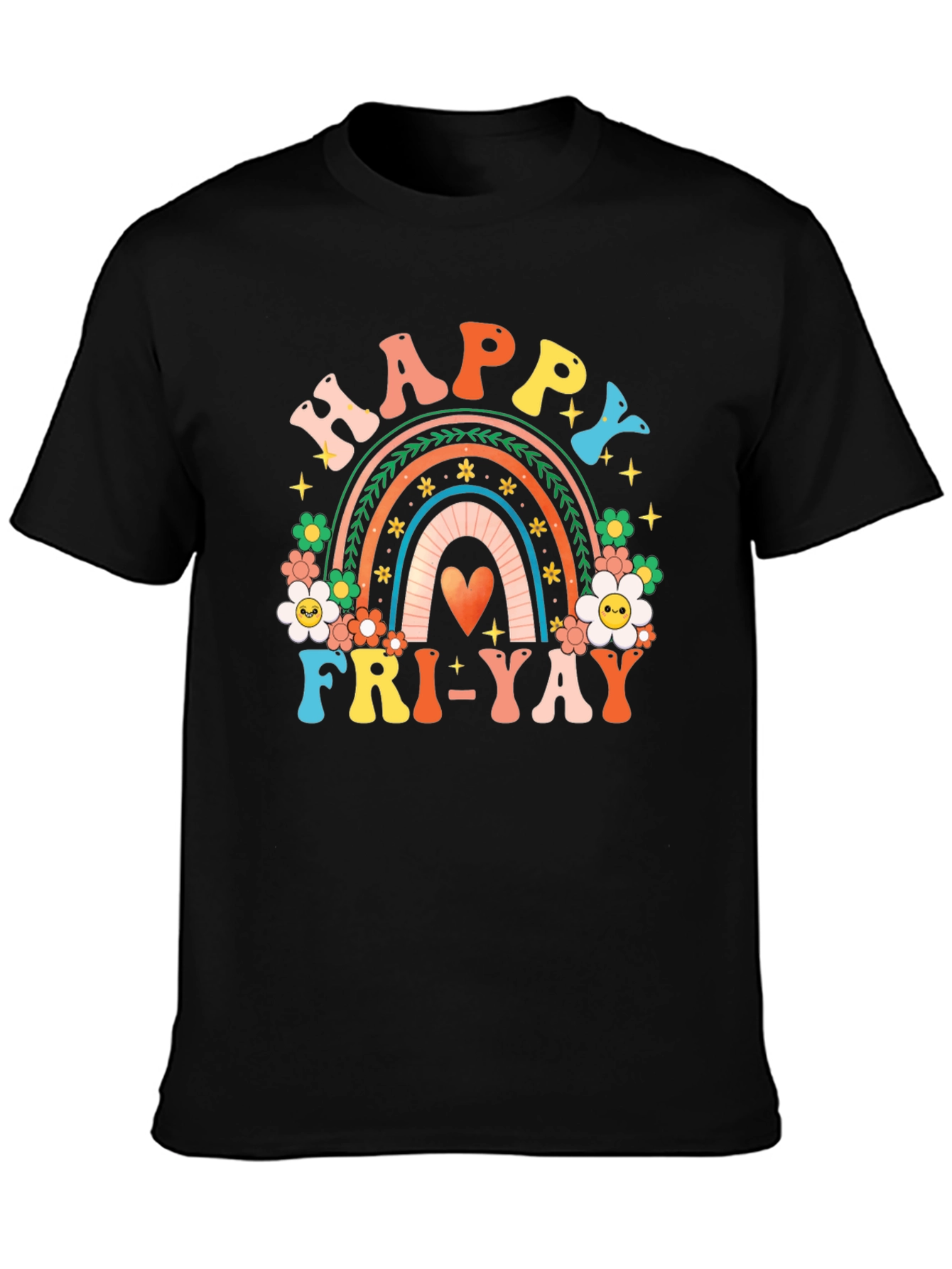 Happy Fri-Yay T-Shirt - Rainbow Graphic