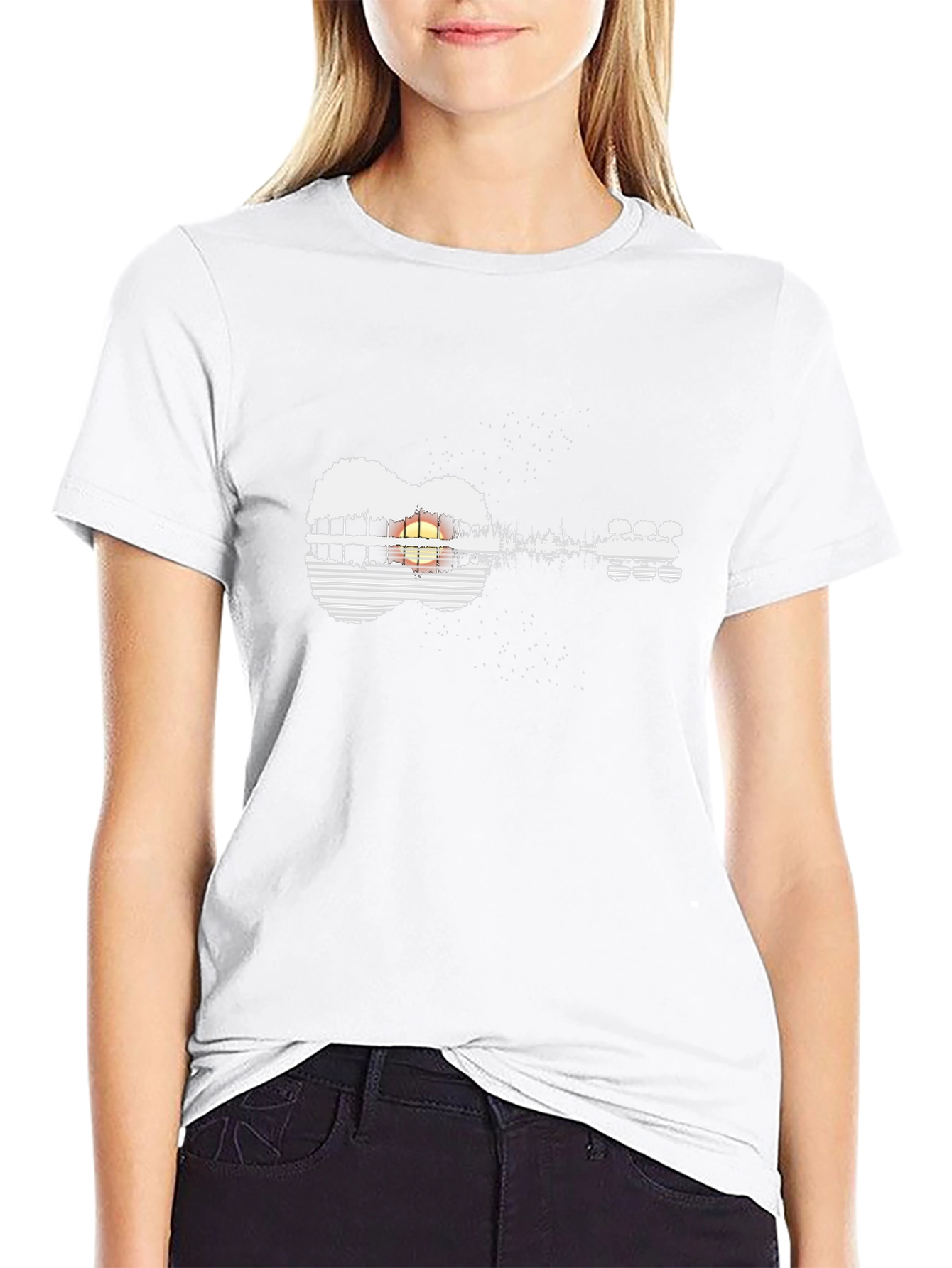 Guitar Sunset Graphic Tee - Black Unisex Shirt