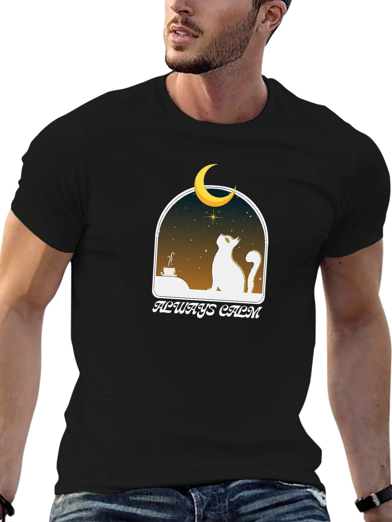 Always Calm Cat Graphic T-Shirt