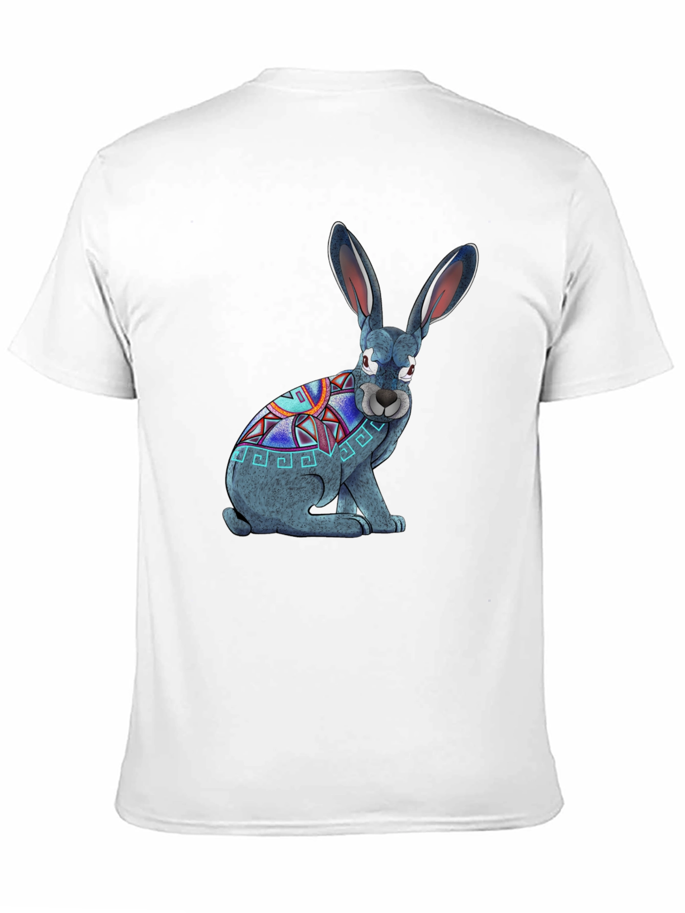 Aztec Rabbit Graphic T-Shirt - Black Cotton Tee