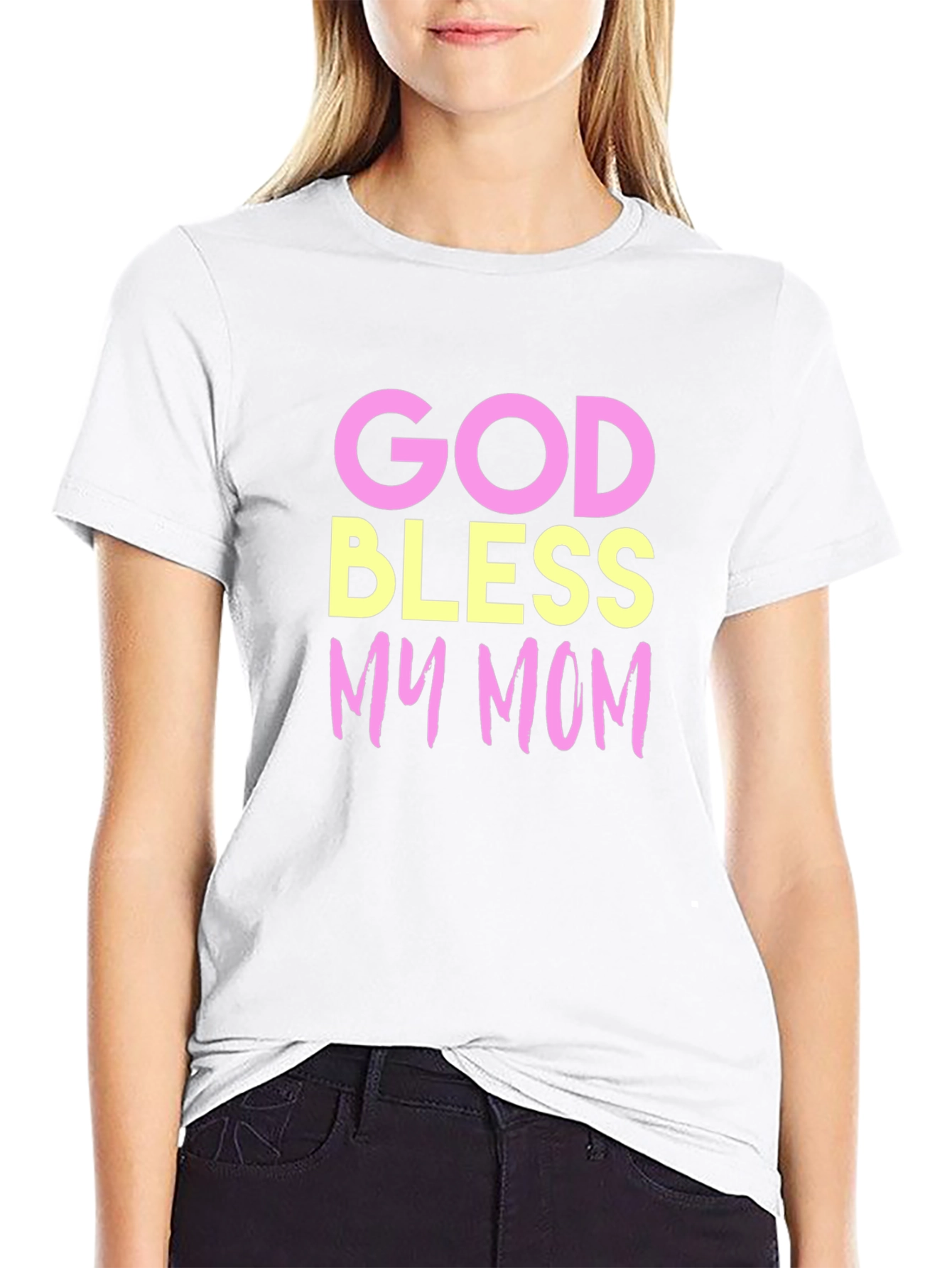 God Bless My Mom T-Shirt - Black