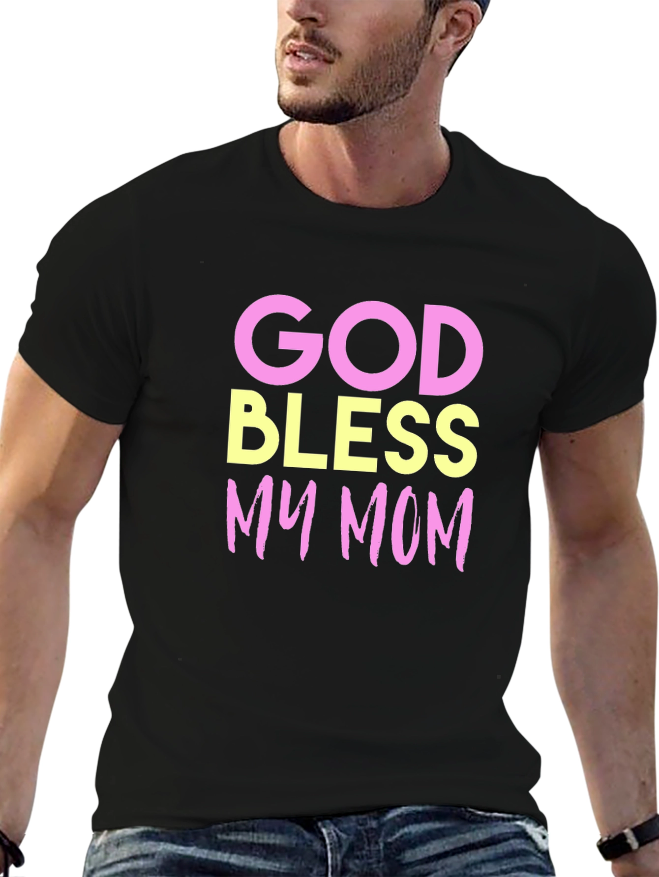 God Bless My Mom T-Shirt - Black