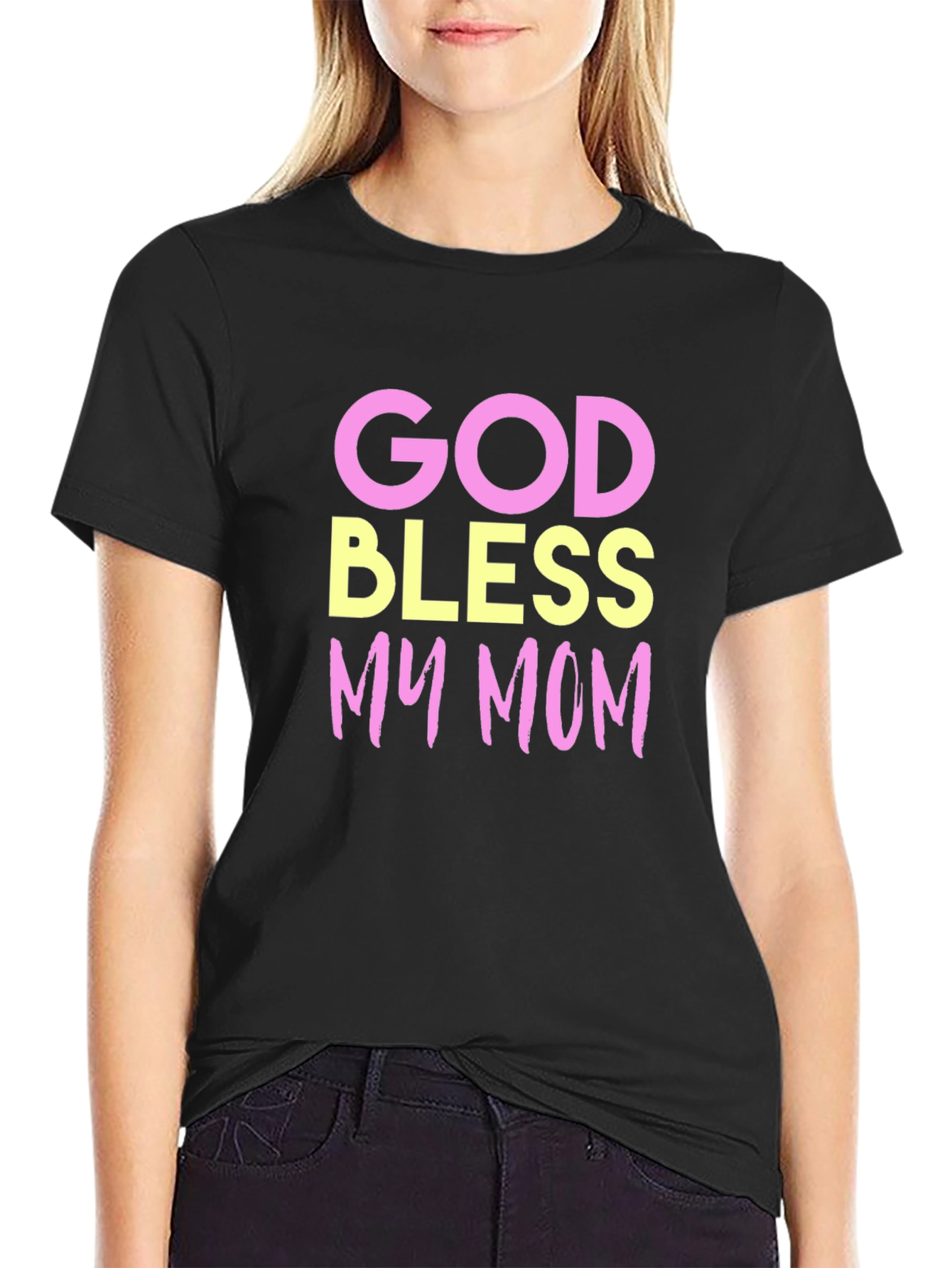 God Bless My Mom T-Shirt - Black