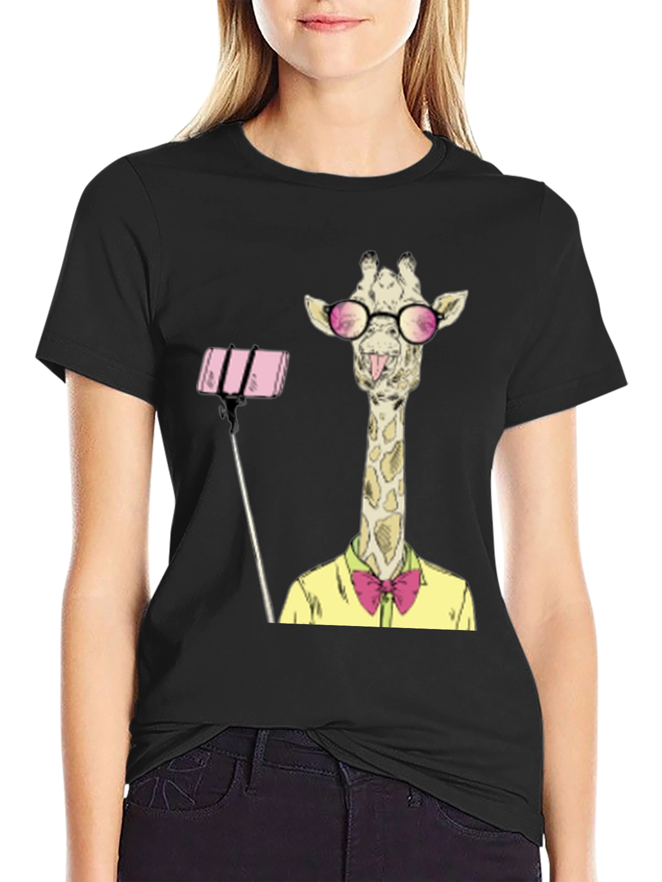 Giraffe Selfie Graphic T-Shirt - Unique Animal Design