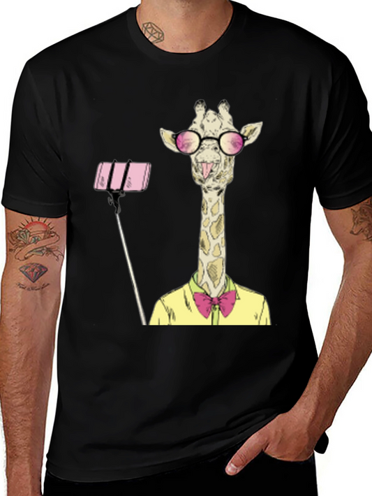 Giraffe Selfie Graphic T-Shirt - Unique Animal Design