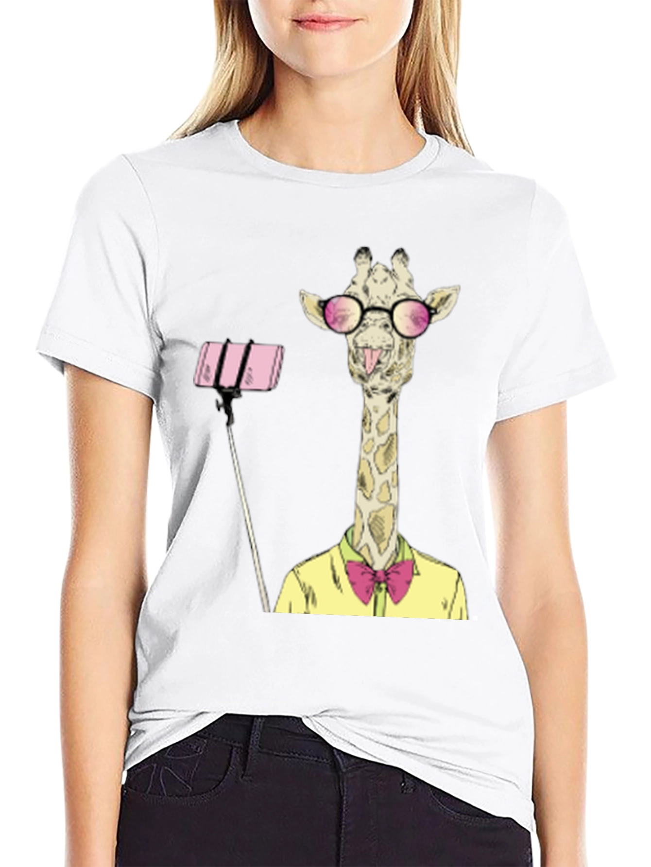 Giraffe Selfie Graphic T-Shirt - Unique Animal Design