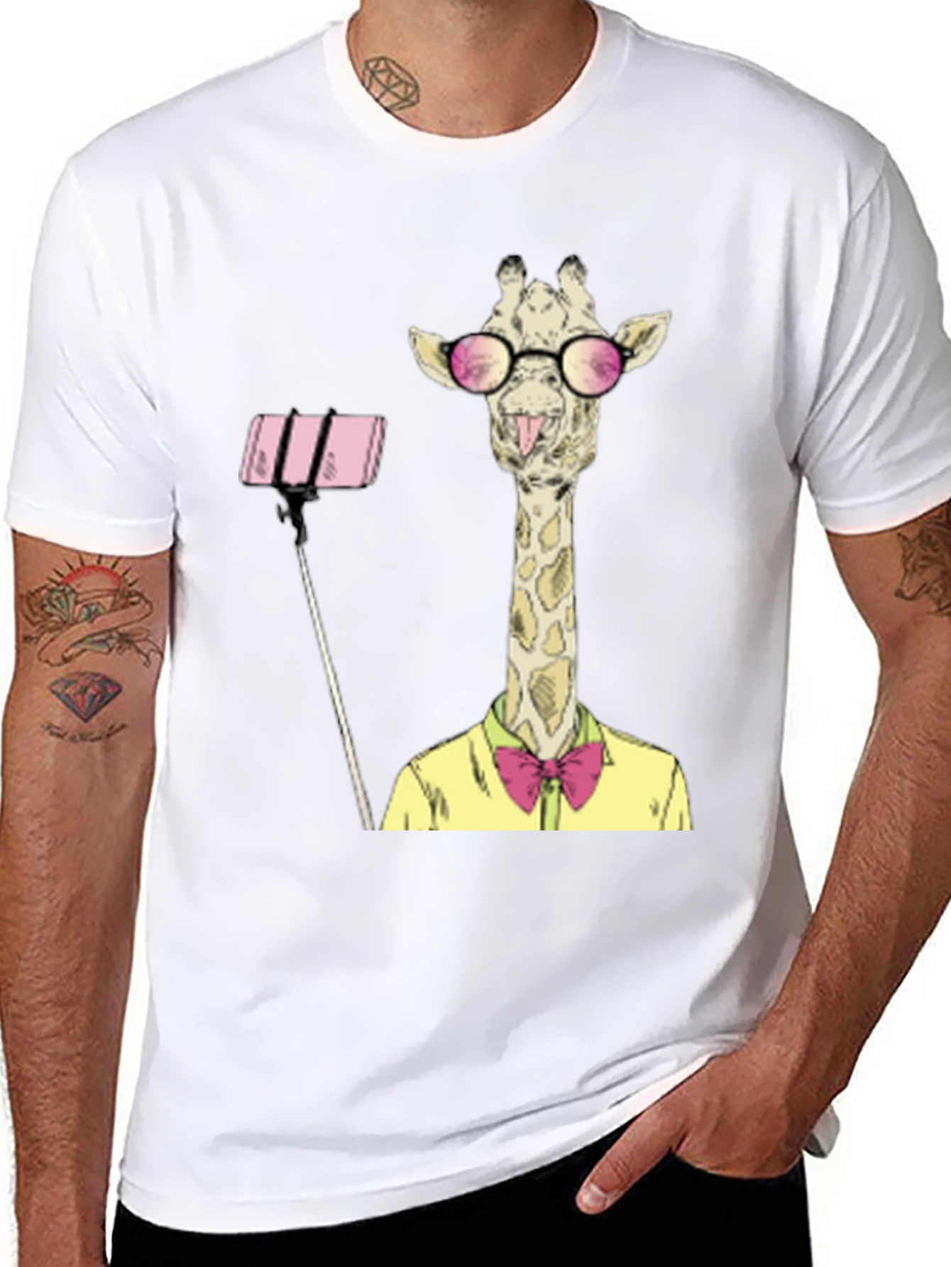 Giraffe Selfie Graphic T-Shirt - Unique Animal Design