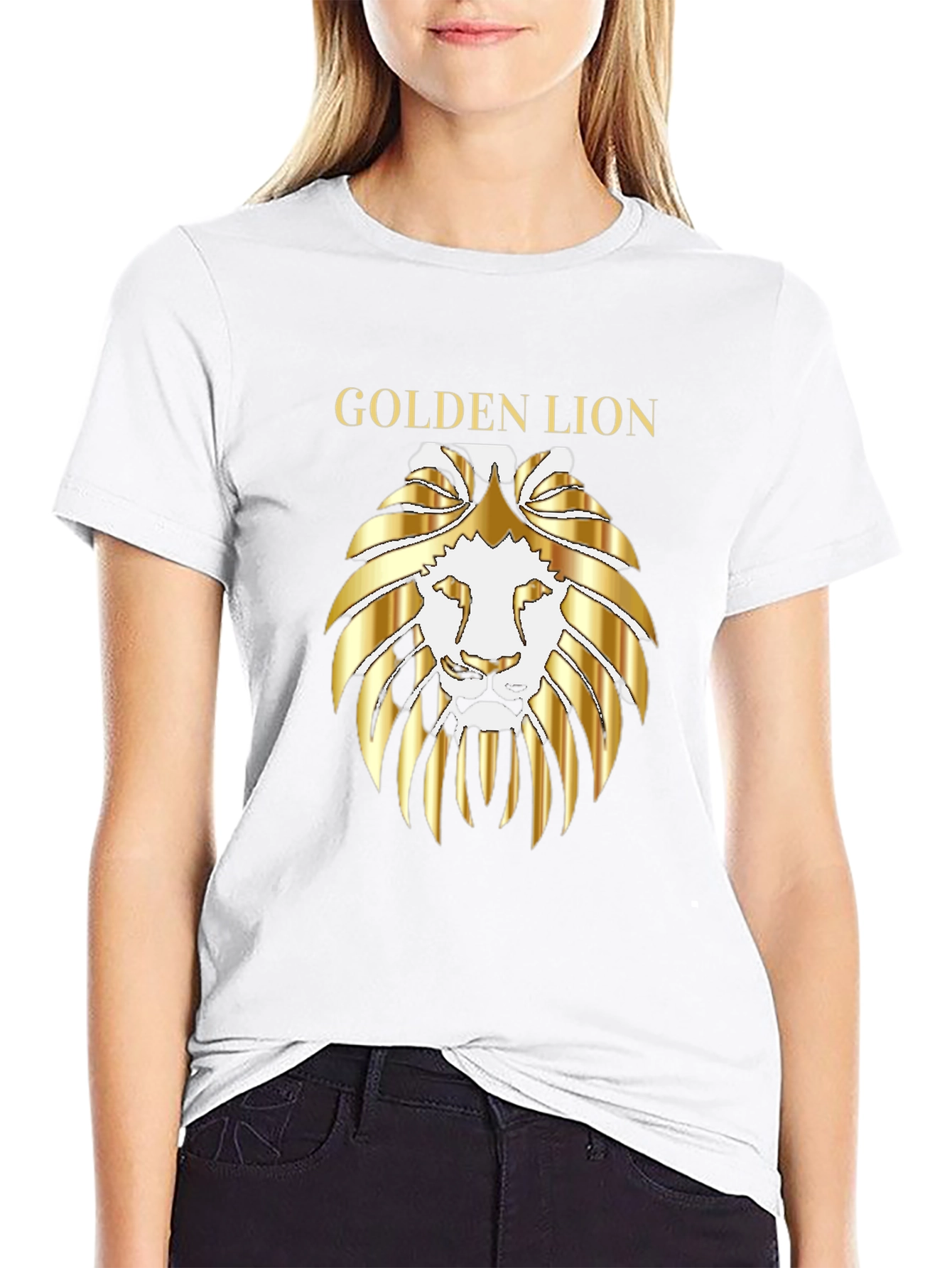 Golden Lion Graphic Tee - Premium Black T-Shirt