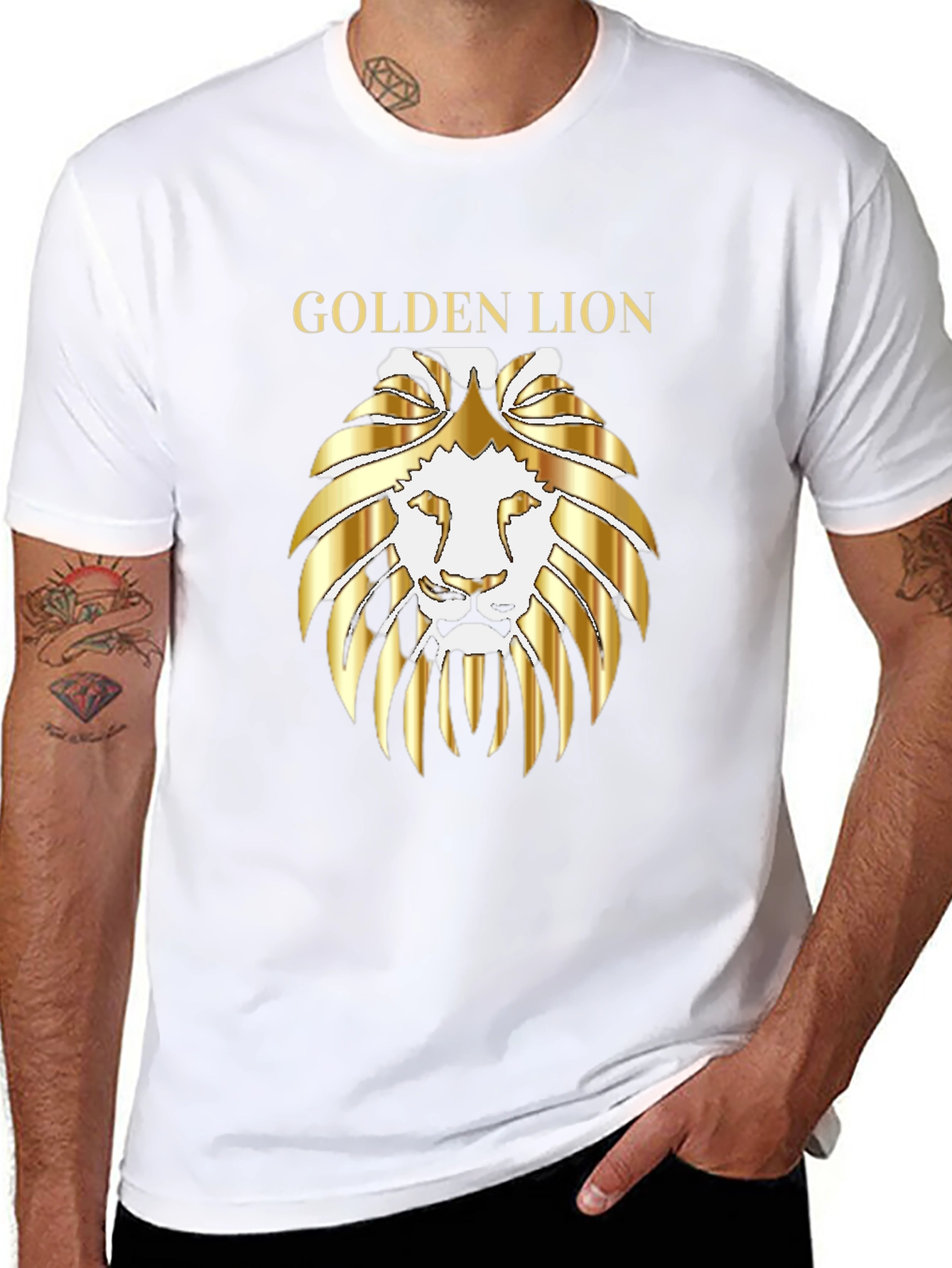 Golden Lion Graphic Tee - Premium Black T-Shirt