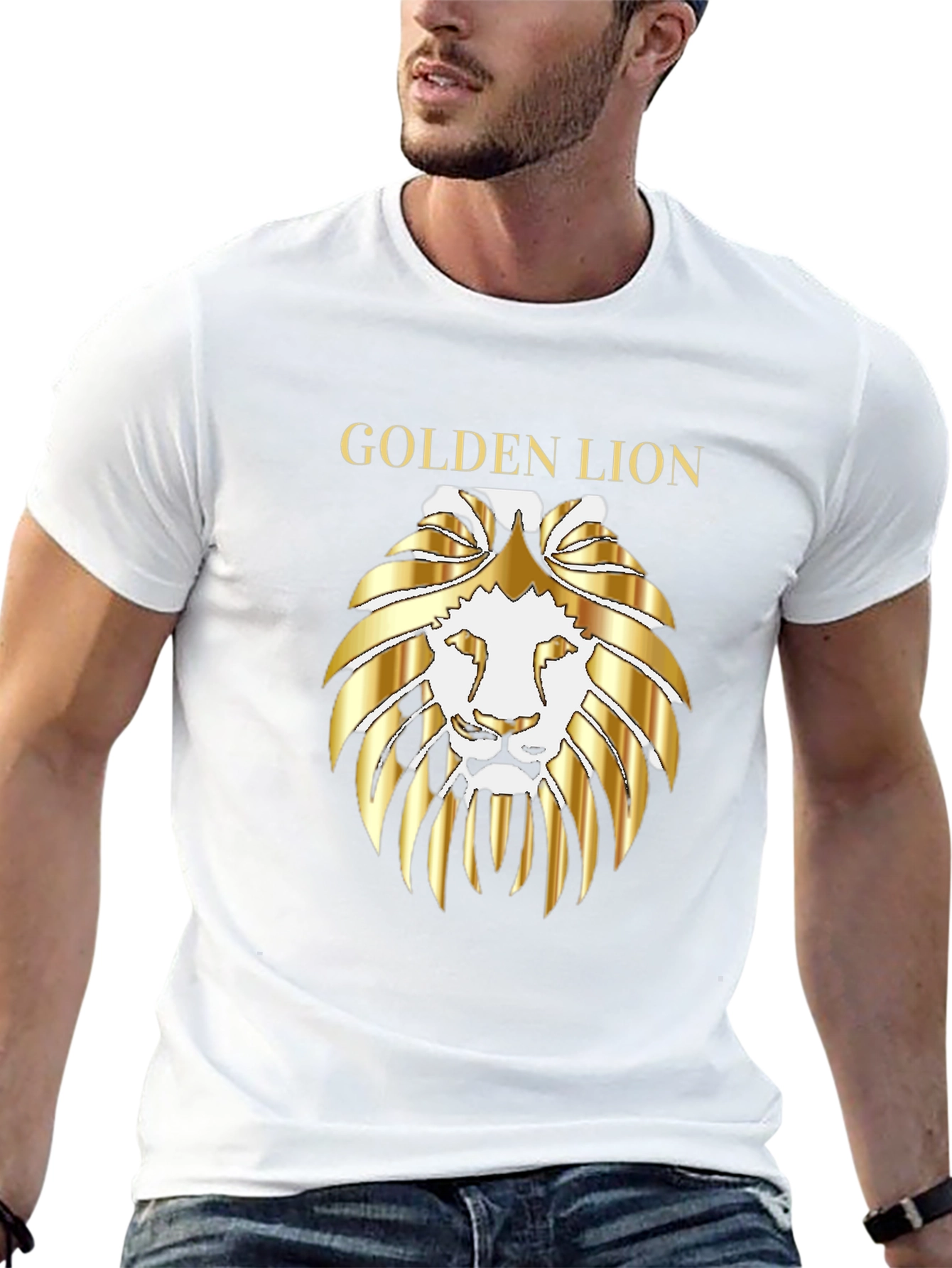 Golden Lion Graphic Tee - Premium Black T-Shirt