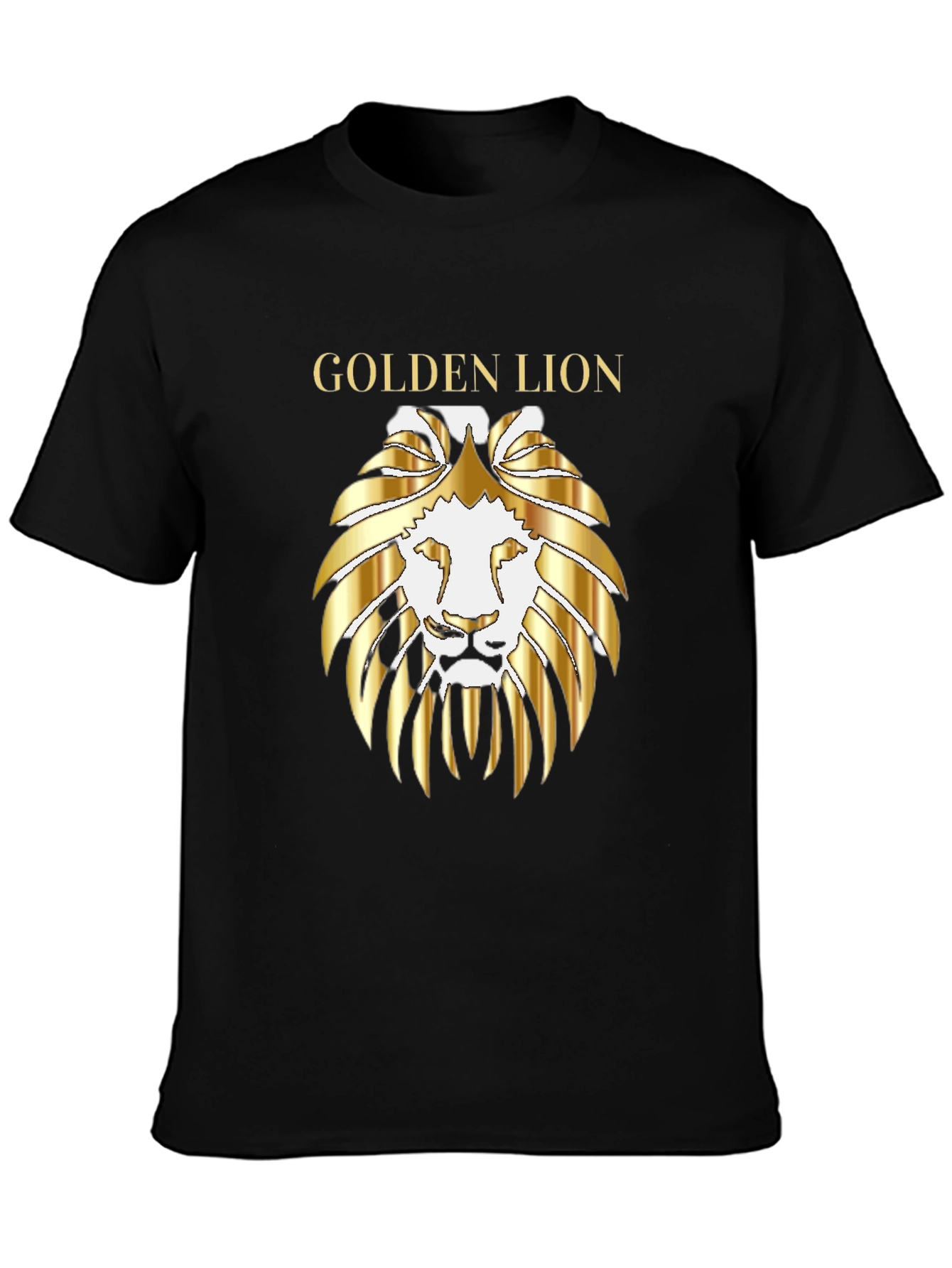 Golden Lion Graphic Tee - Premium Black T-Shirt