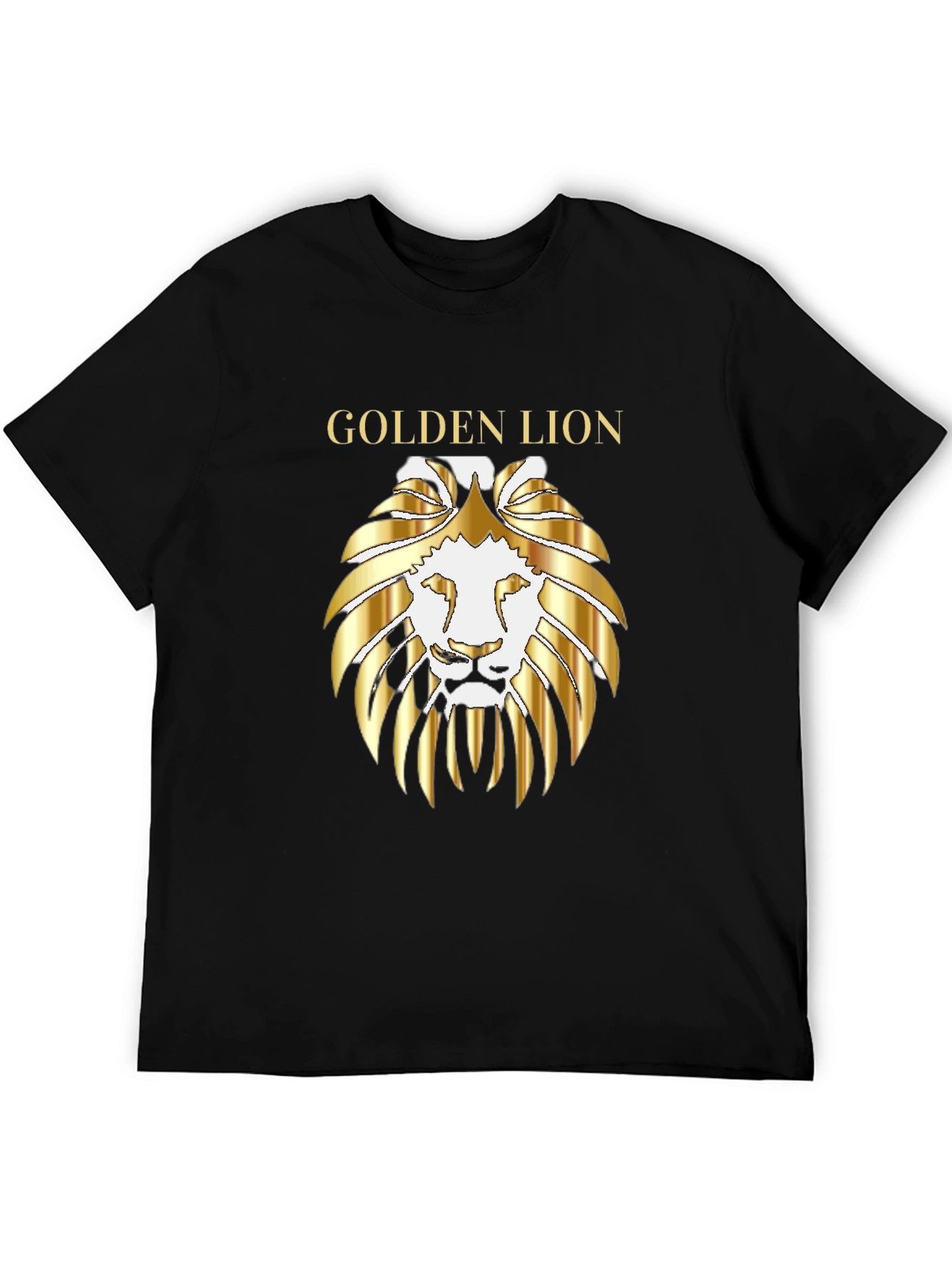 Golden Lion Graphic Tee - Premium Black T-Shirt