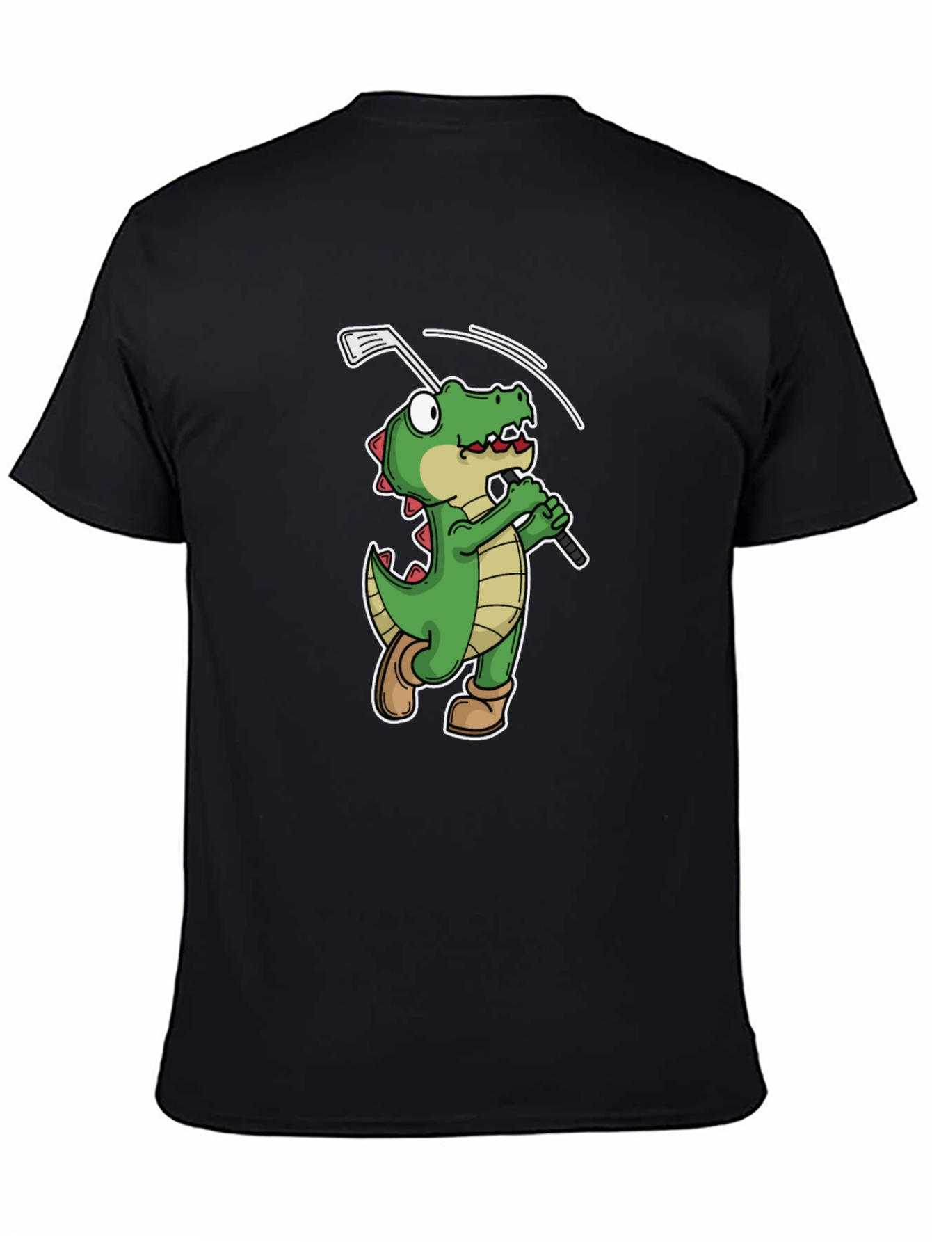 Golfing Alligator T-Shirt - Black Crew Neck Tee
