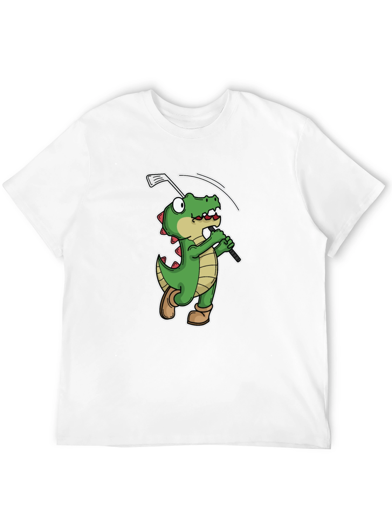 Golfing Alligator T-Shirt - Black Crew Neck Tee
