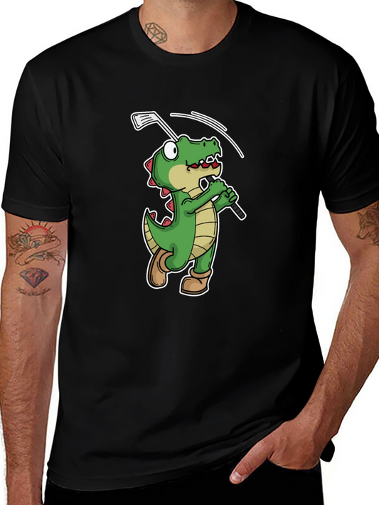 Golfing Alligator T-Shirt - Black Crew Neck Tee