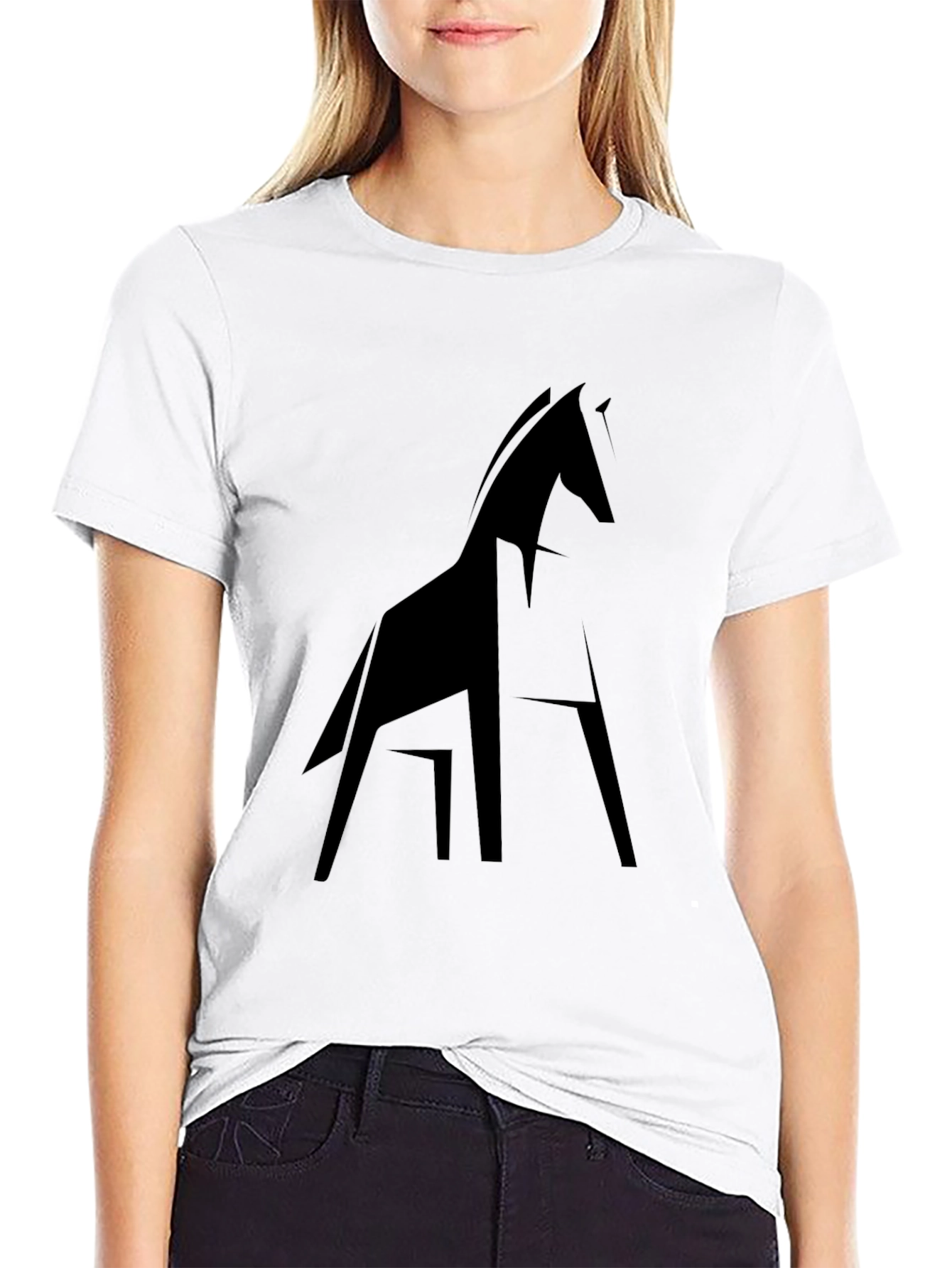 Geometric Horse Tee - Modern Black T-Shirt