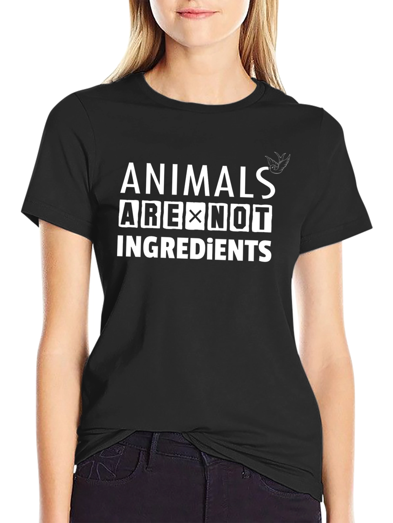 Animals Are Not Ingredients Black Graphic Tee