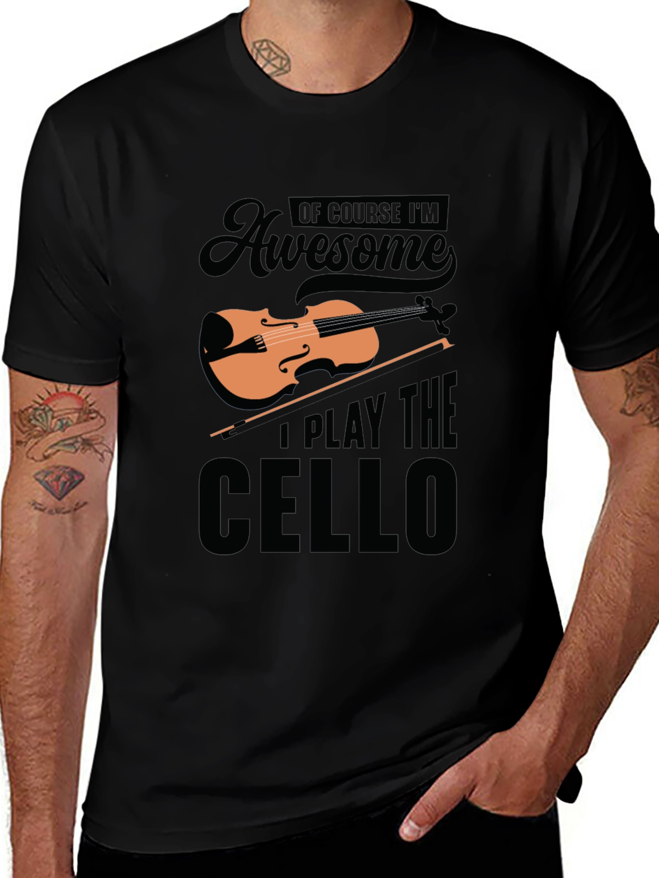 Awesome Cello Player Black T-Shirt