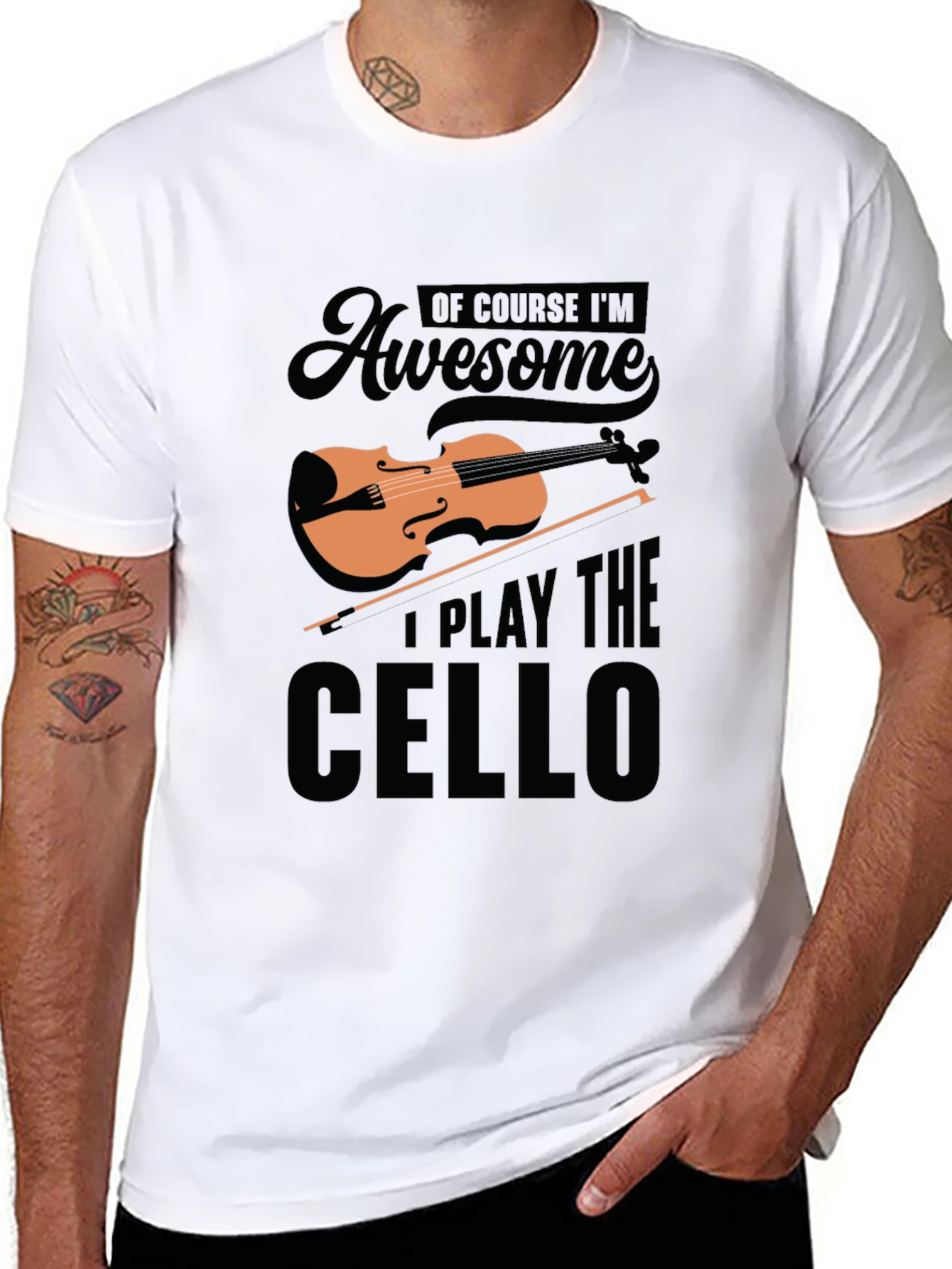 Awesome Cello Player Black T-Shirt