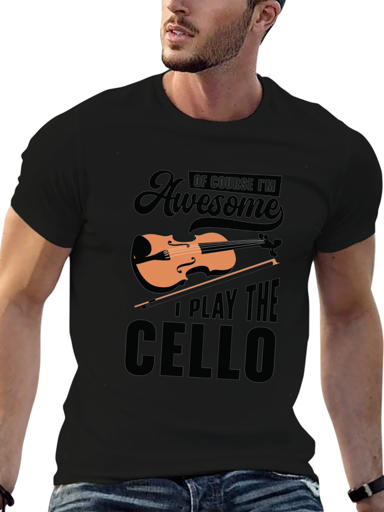 Awesome Cello Player Black T-Shirt