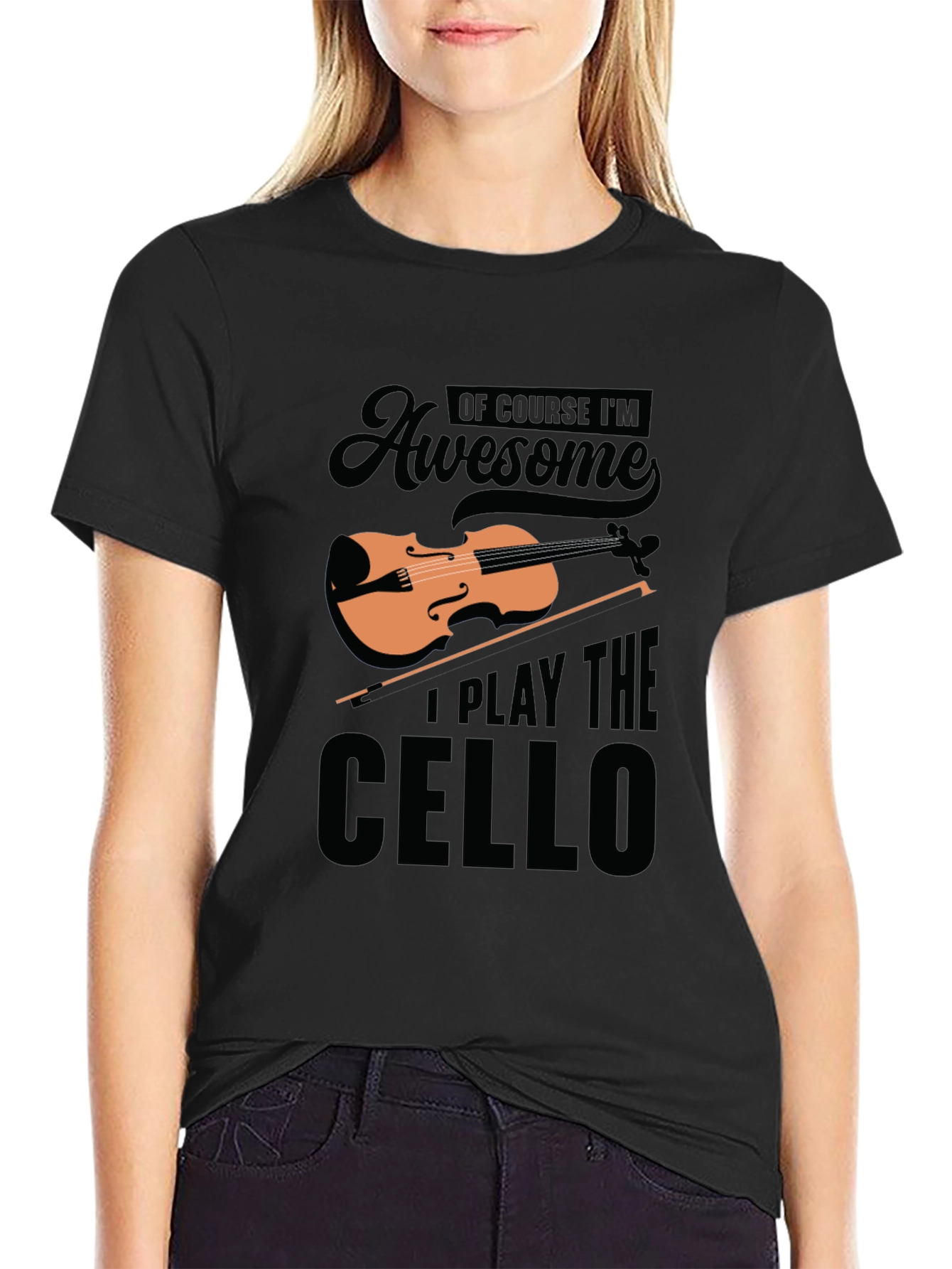 Awesome Cello Player Black T-Shirt