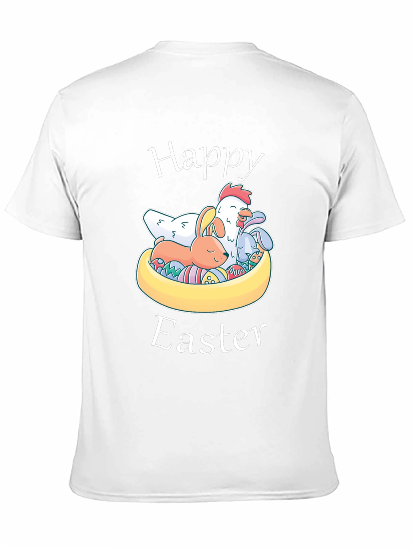 Happy Easter T-Shirt with Chicken and Bunnies