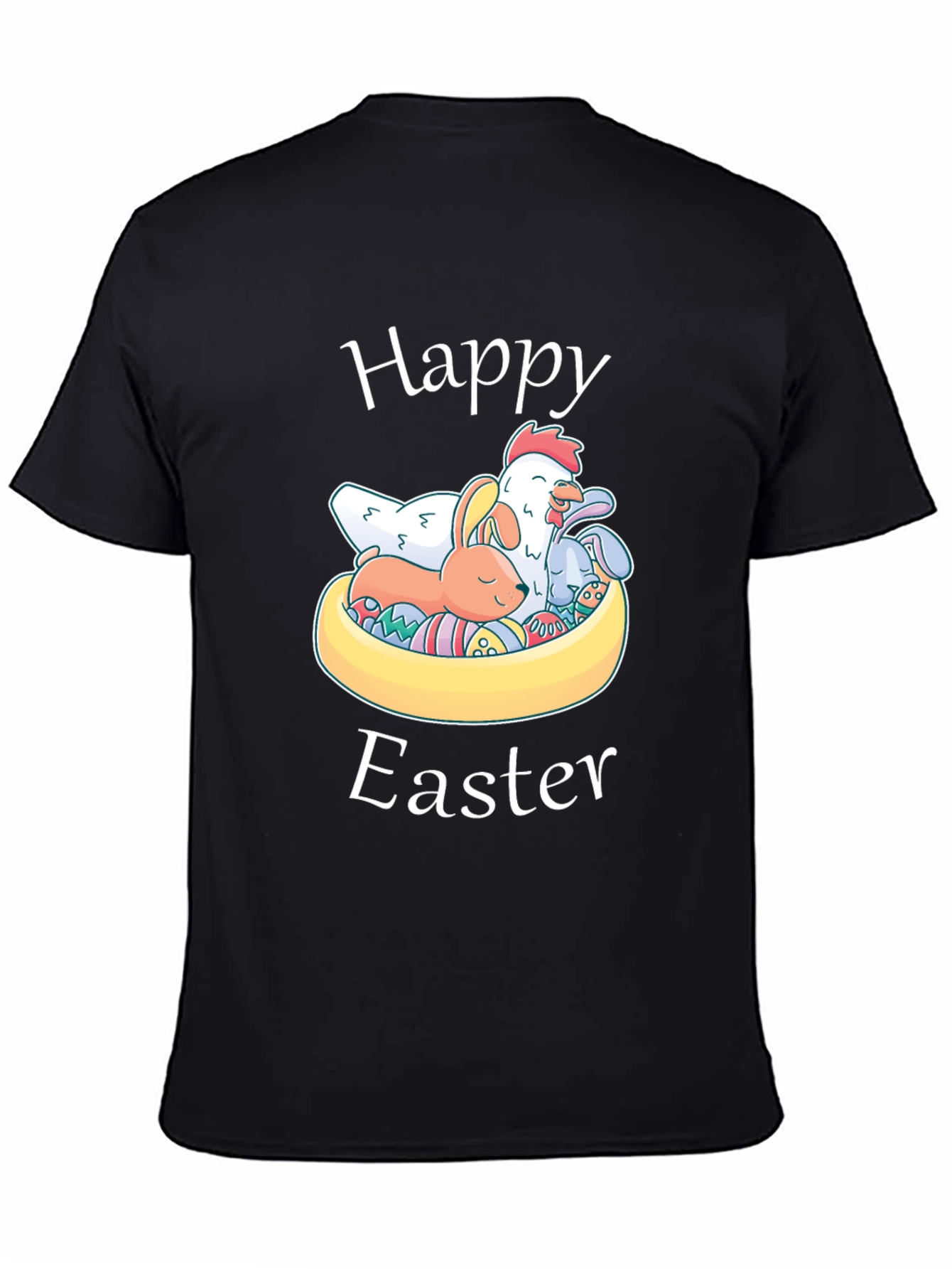 Happy Easter T-Shirt with Chicken and Bunnies